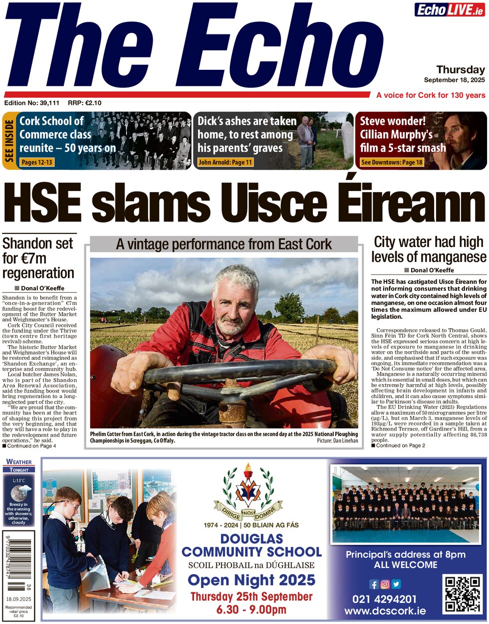 Prima Pagina The Echo (Cork) 18/09/2025