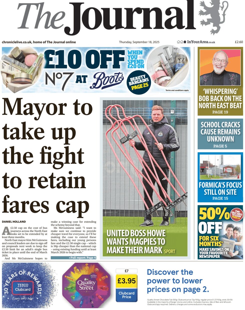 Prima Pagina The Journal (Newcastle) 18/09/2025