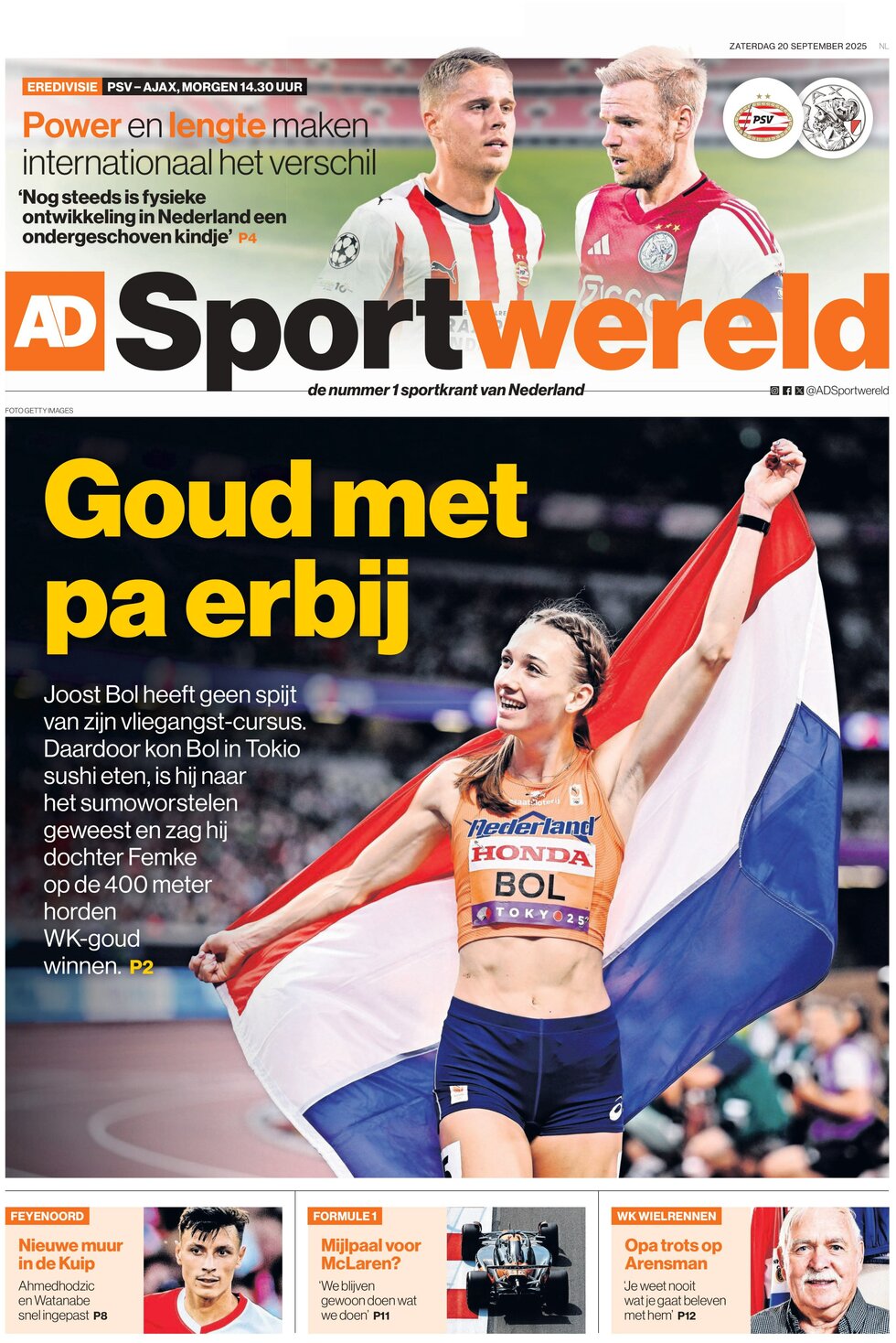 Prima Pagina AD Sportwereld 20/09/2025