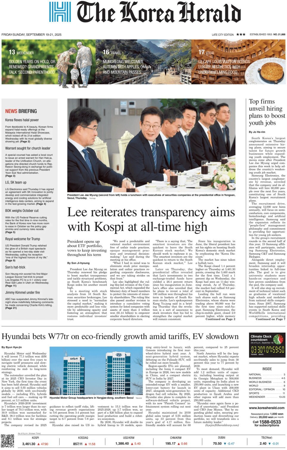 Prima Pagina The Korea Herald 21/09/2025