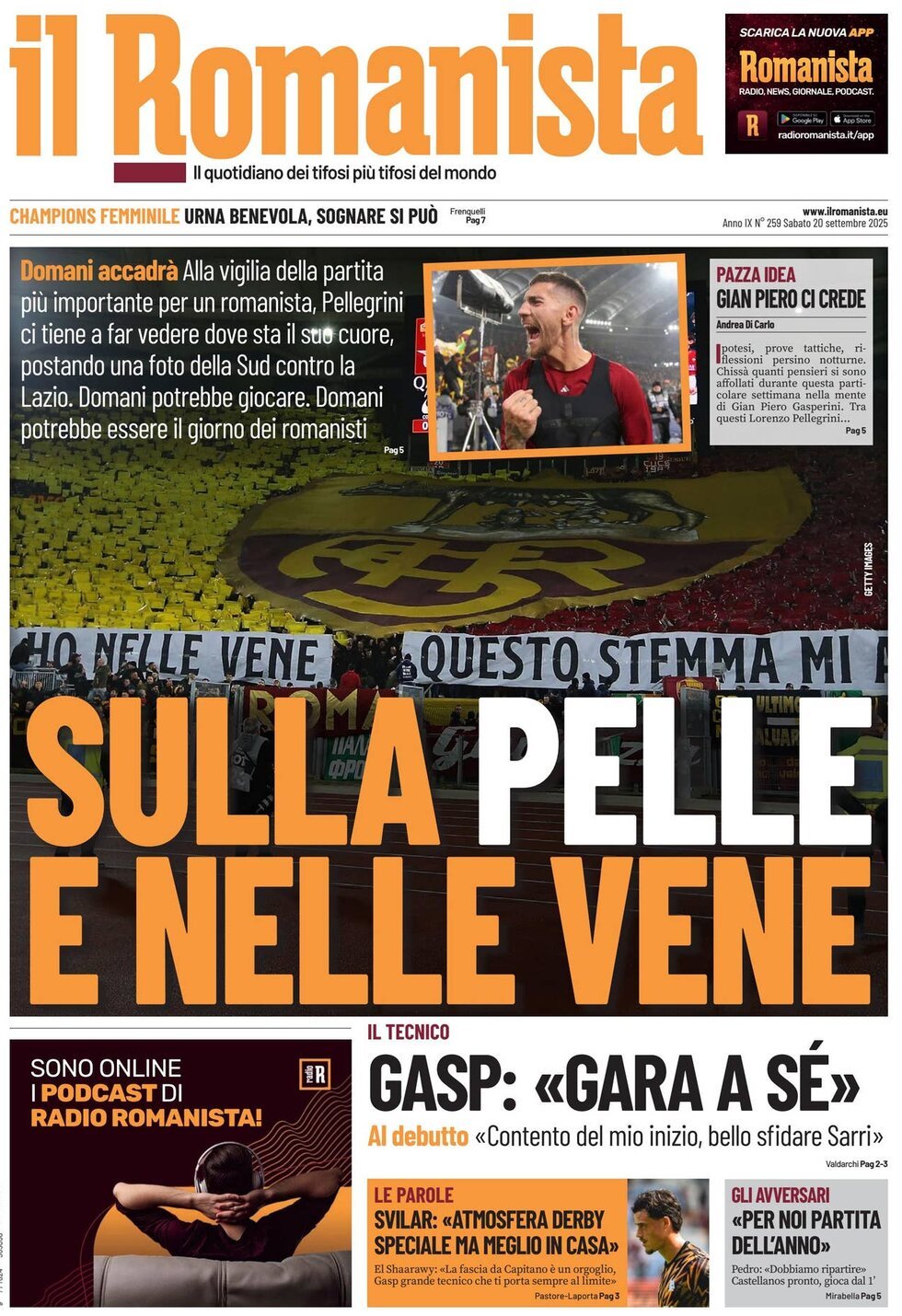 Prima Pagina Il Romanista 20/09/2025