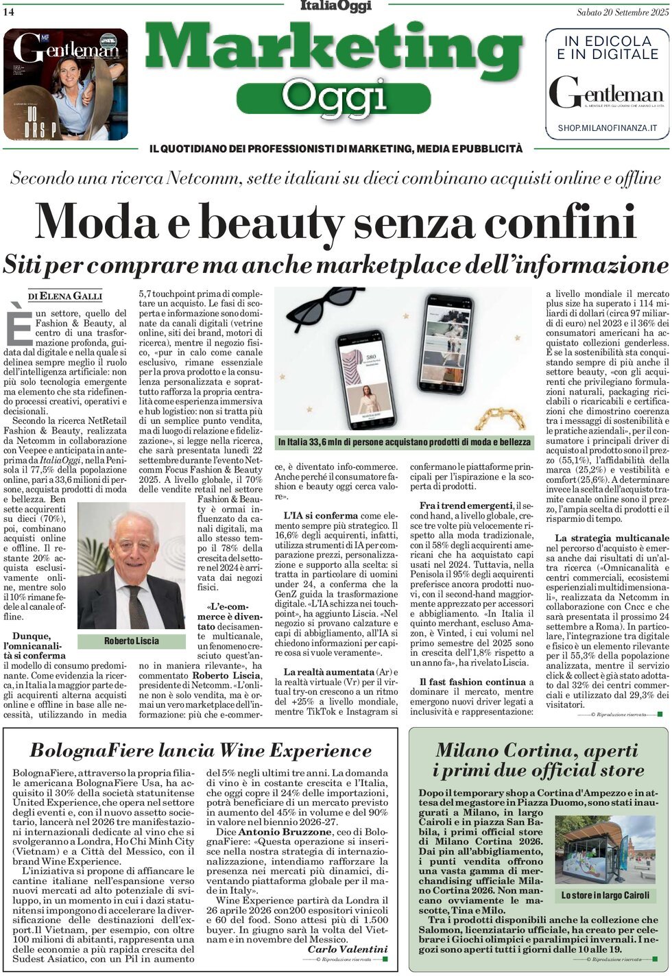 Prima Pagina Marketing Oggi 20/09/2025