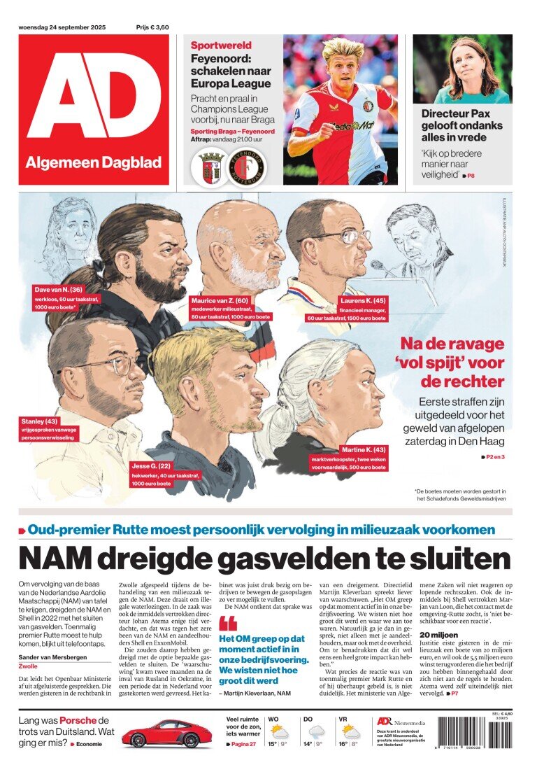 Prima Pagina Algemeen Dagblad (AD) 24/09/2025