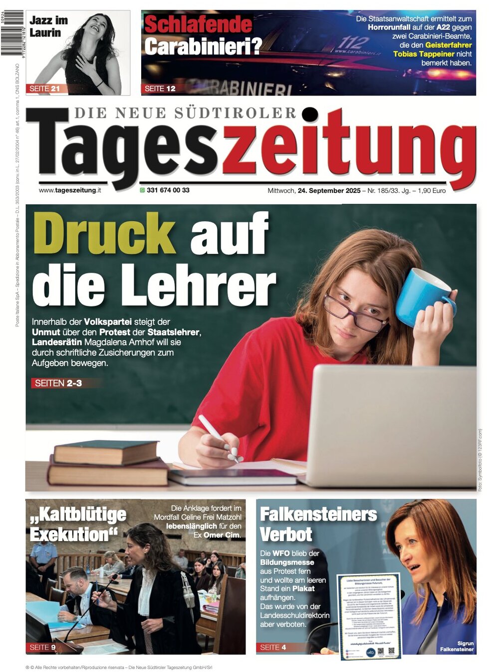 Prima Pagina Die Neue Südtiroler Tageszeitung 24/09/2025