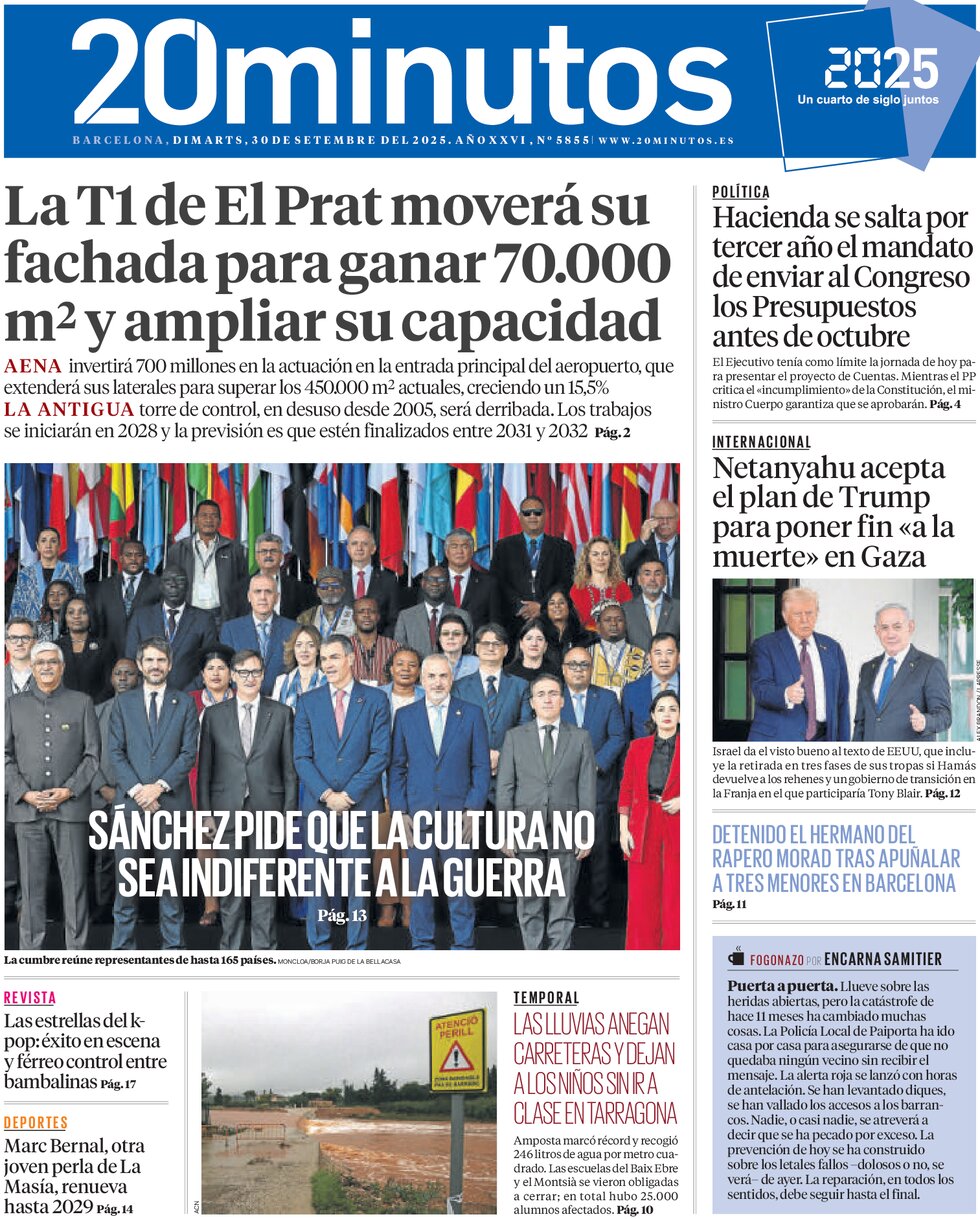 Prima Pagina 20 minutos (Barcelona) 30/09/2025