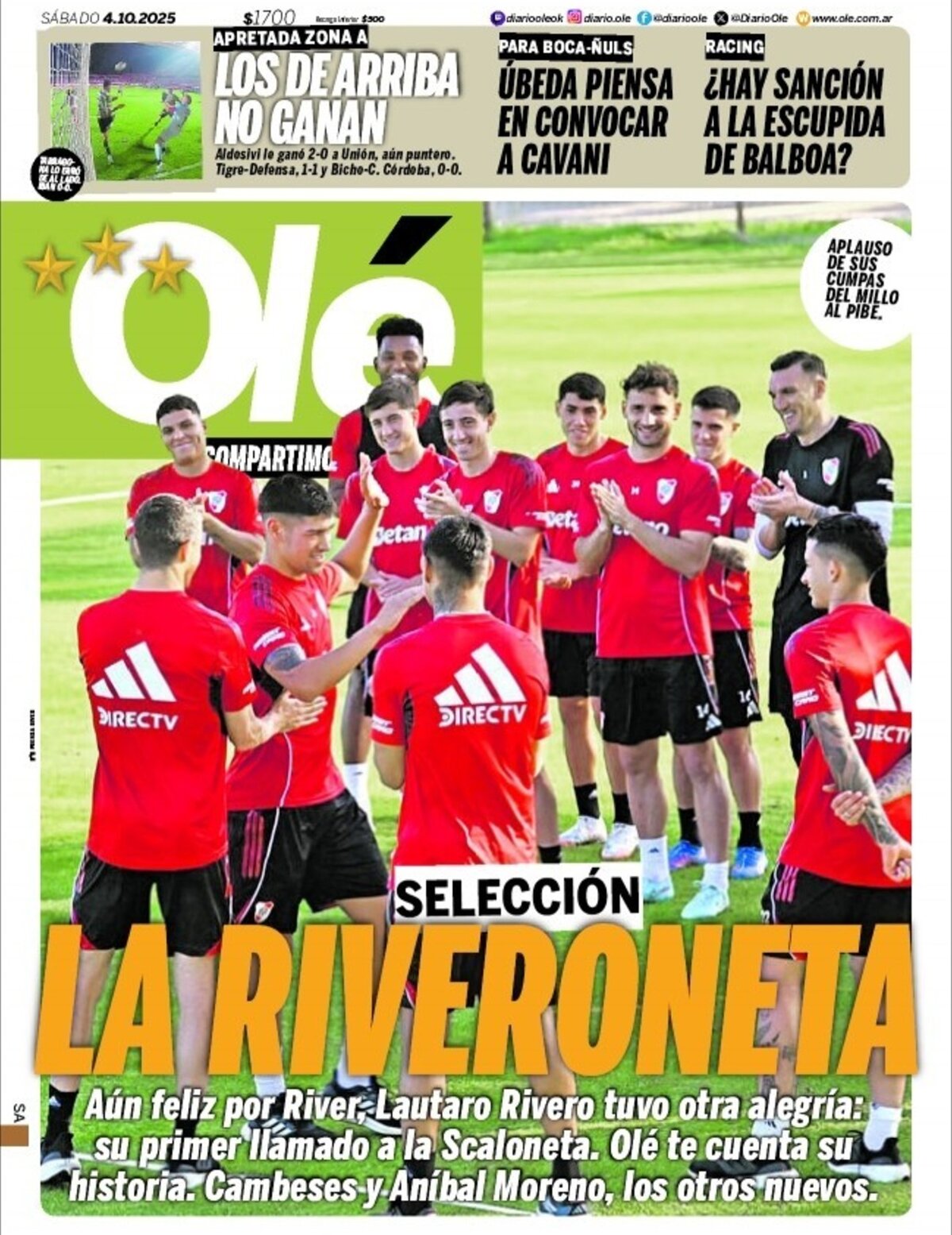 Prima Pagina Olé 04/10/2025