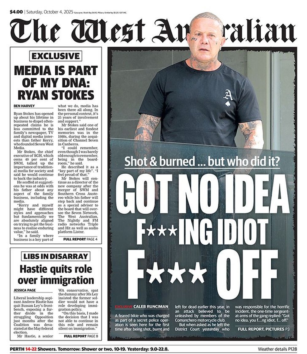 Prima Pagina The West Australian 04/10/2025