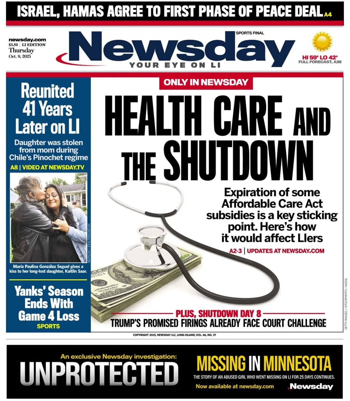 Prima Pagina Newsday 09/10/2025