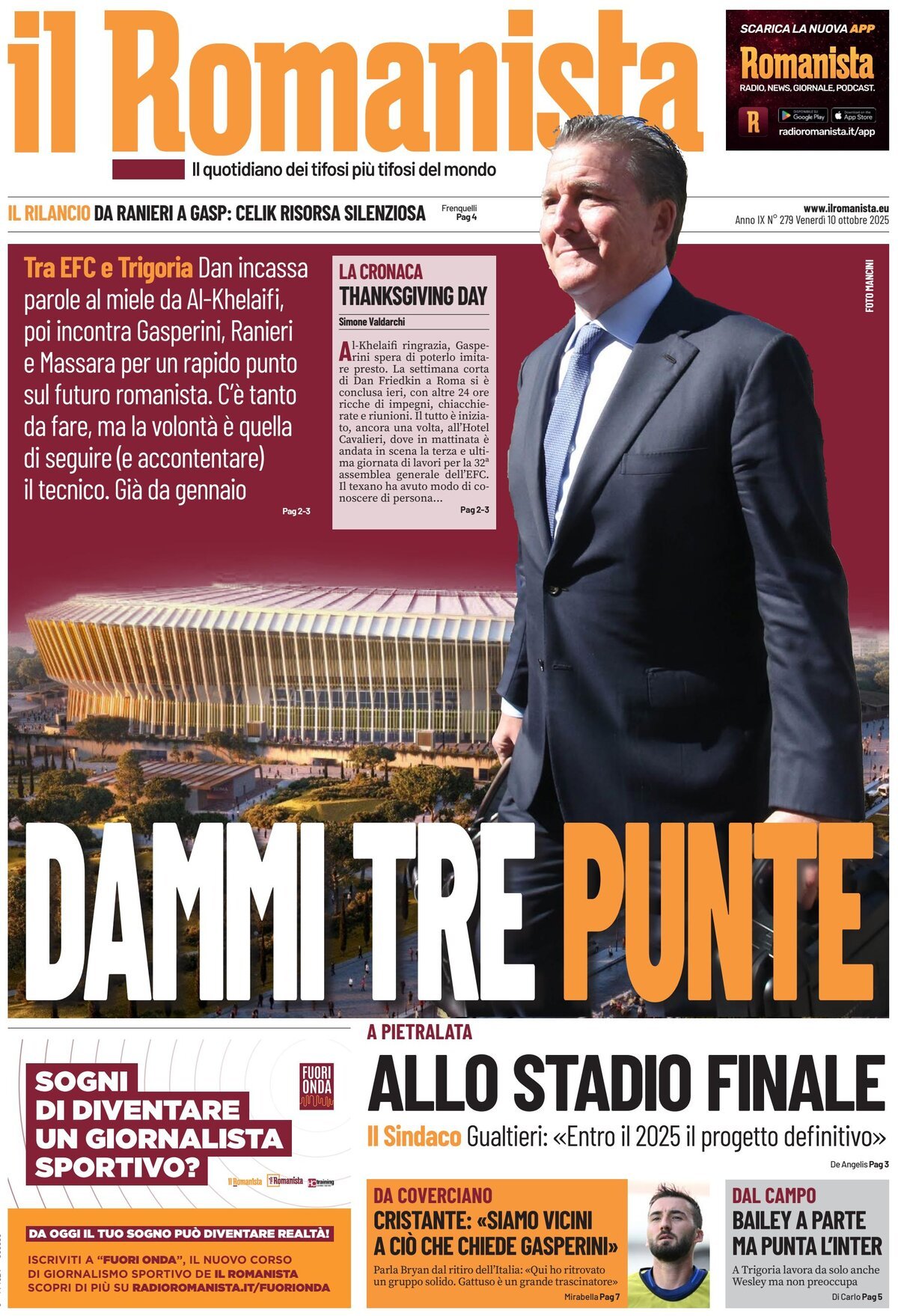 Prima Pagina Il Romanista 10/10/2025