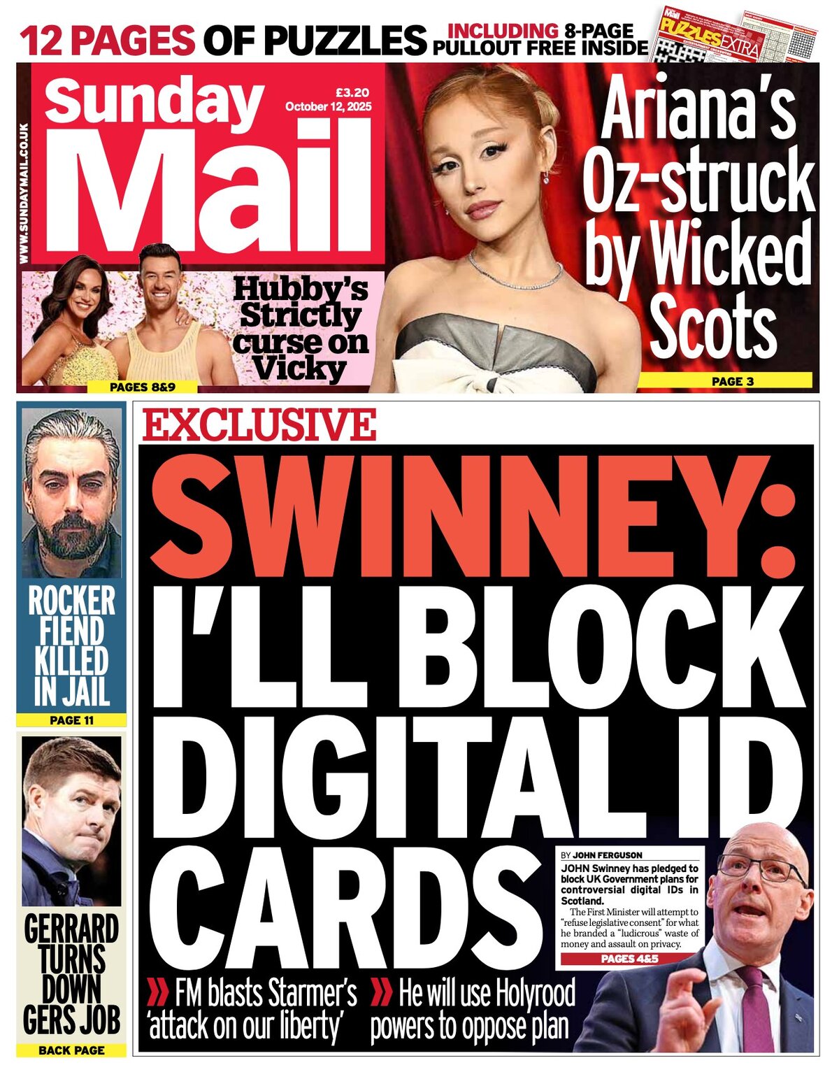 Copertina Sunday Mail 12/10/2025