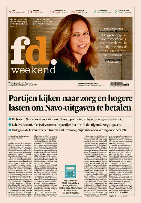 Prima Pagina Het Financieele Dagbladm (FD) 12/10/2025
