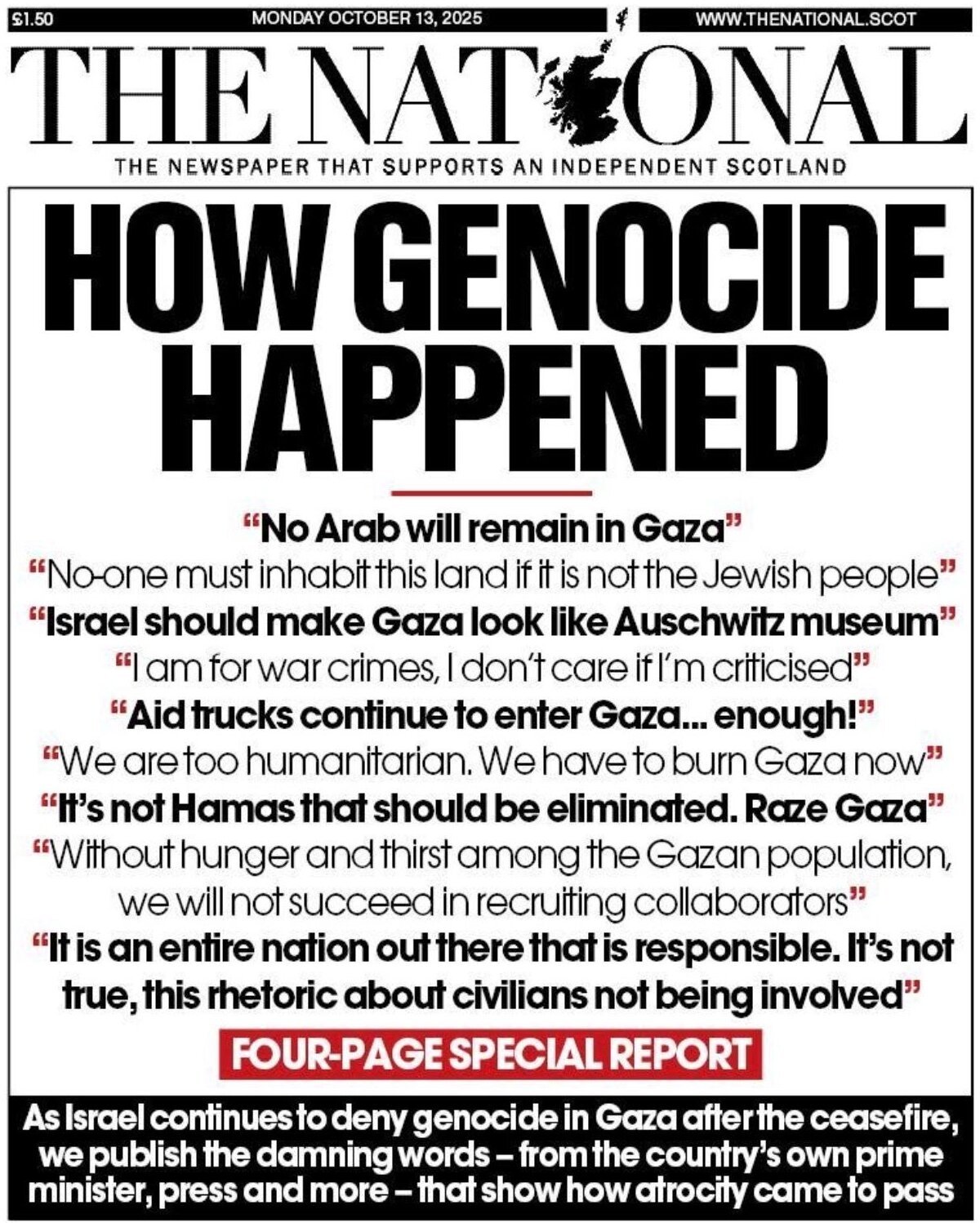 Prima Pagina The National (Scotland) 13/10/2025