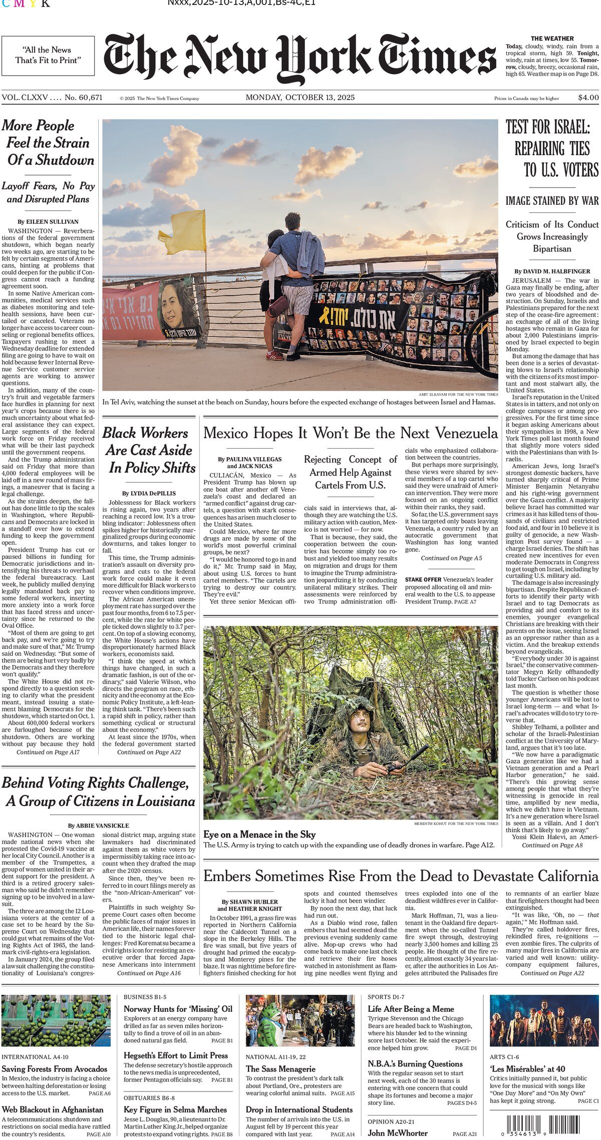 Prima Pagina The New York Times 13/10/2025