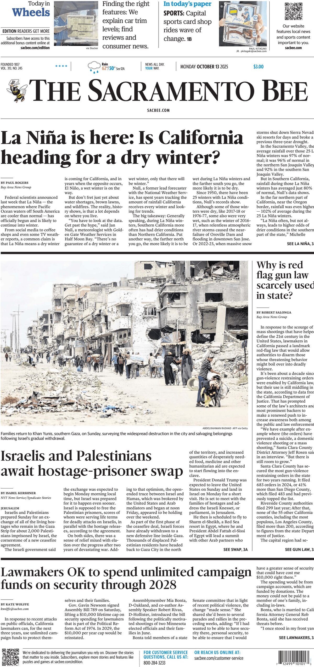 Prima Pagina The Sacramento Bee 13/10/2025