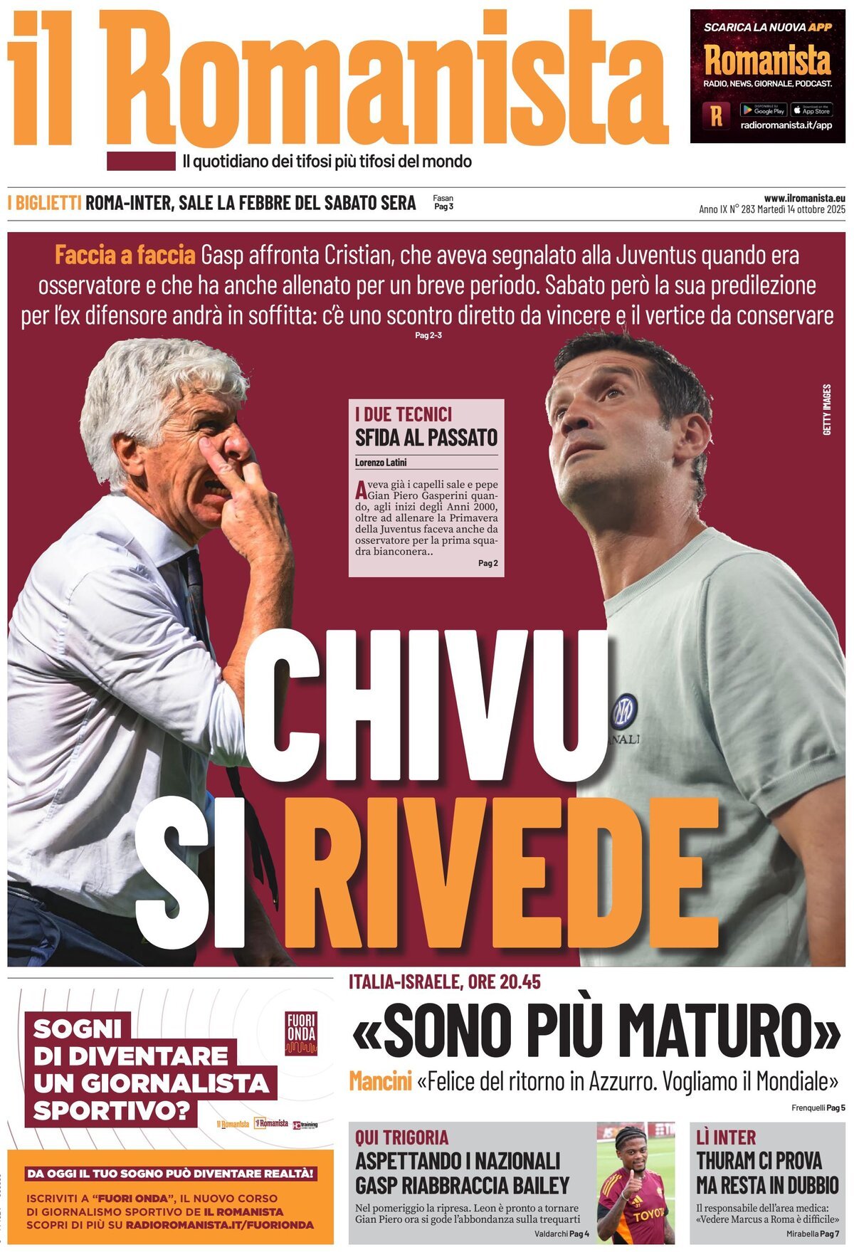 Prima Pagina Il Romanista 14/10/2025