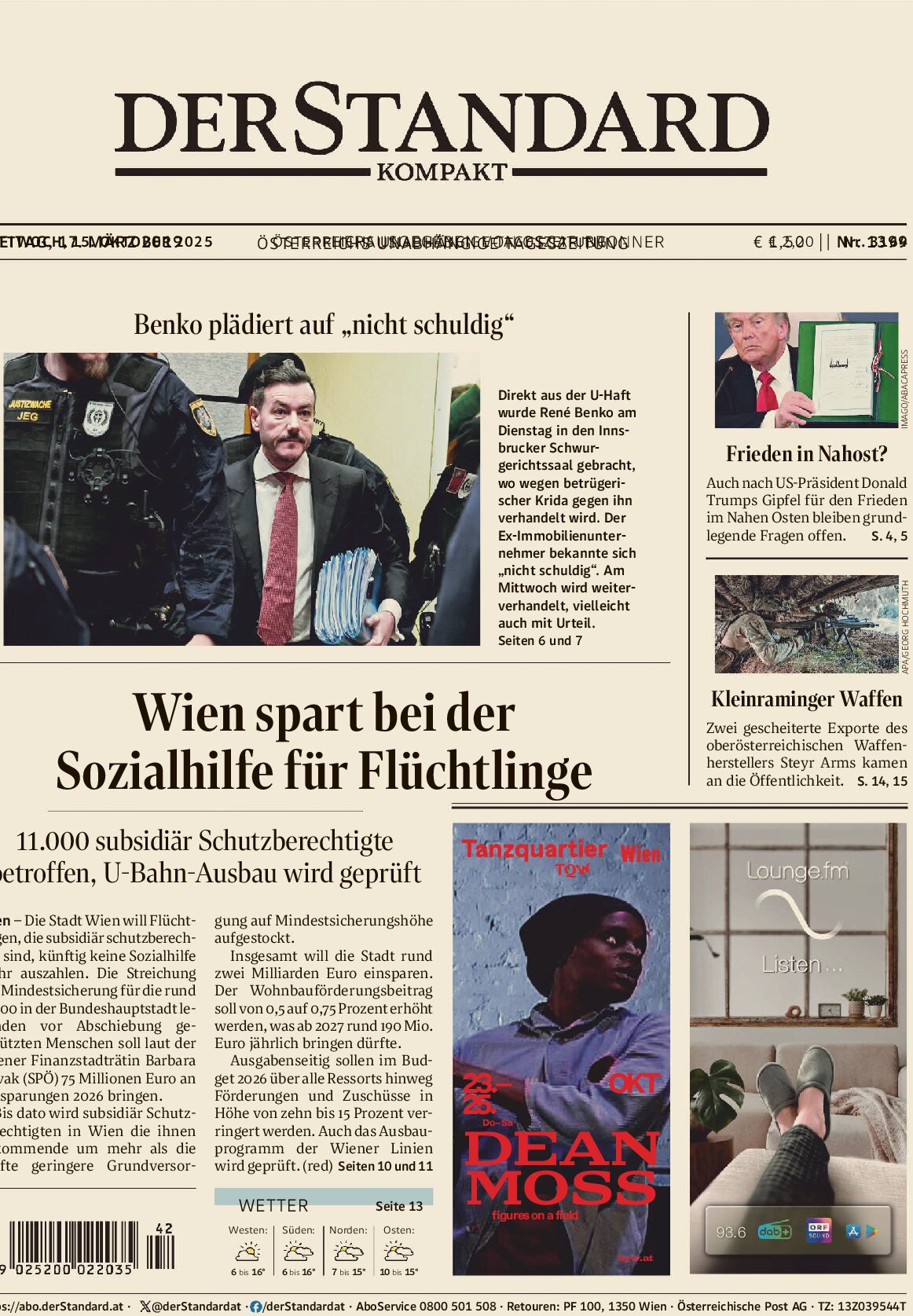 Prima Pagina Der Standard 15/10/2025