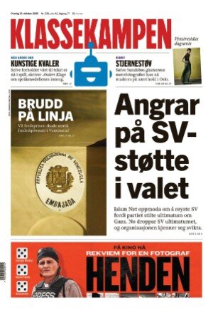 Prima Pagina Klassekampen 15/10/2025