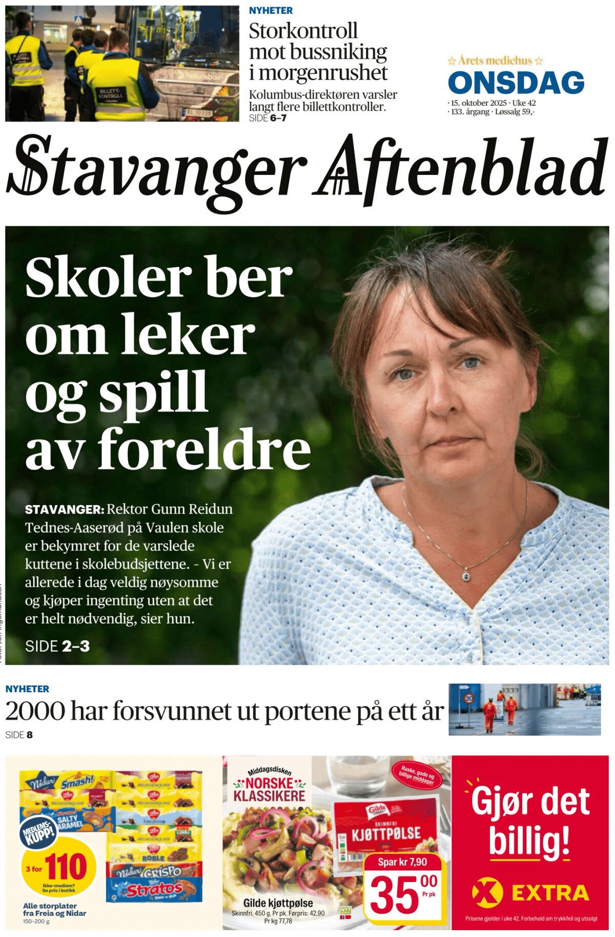 Prima Pagina Stavanger Aftenblad 15/10/2025