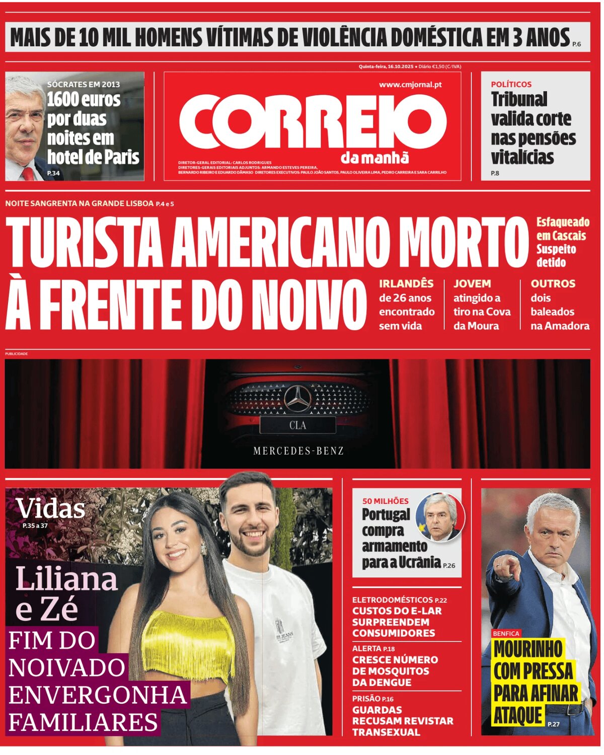 Prima Pagina Correio da Manhã 16/10/2025