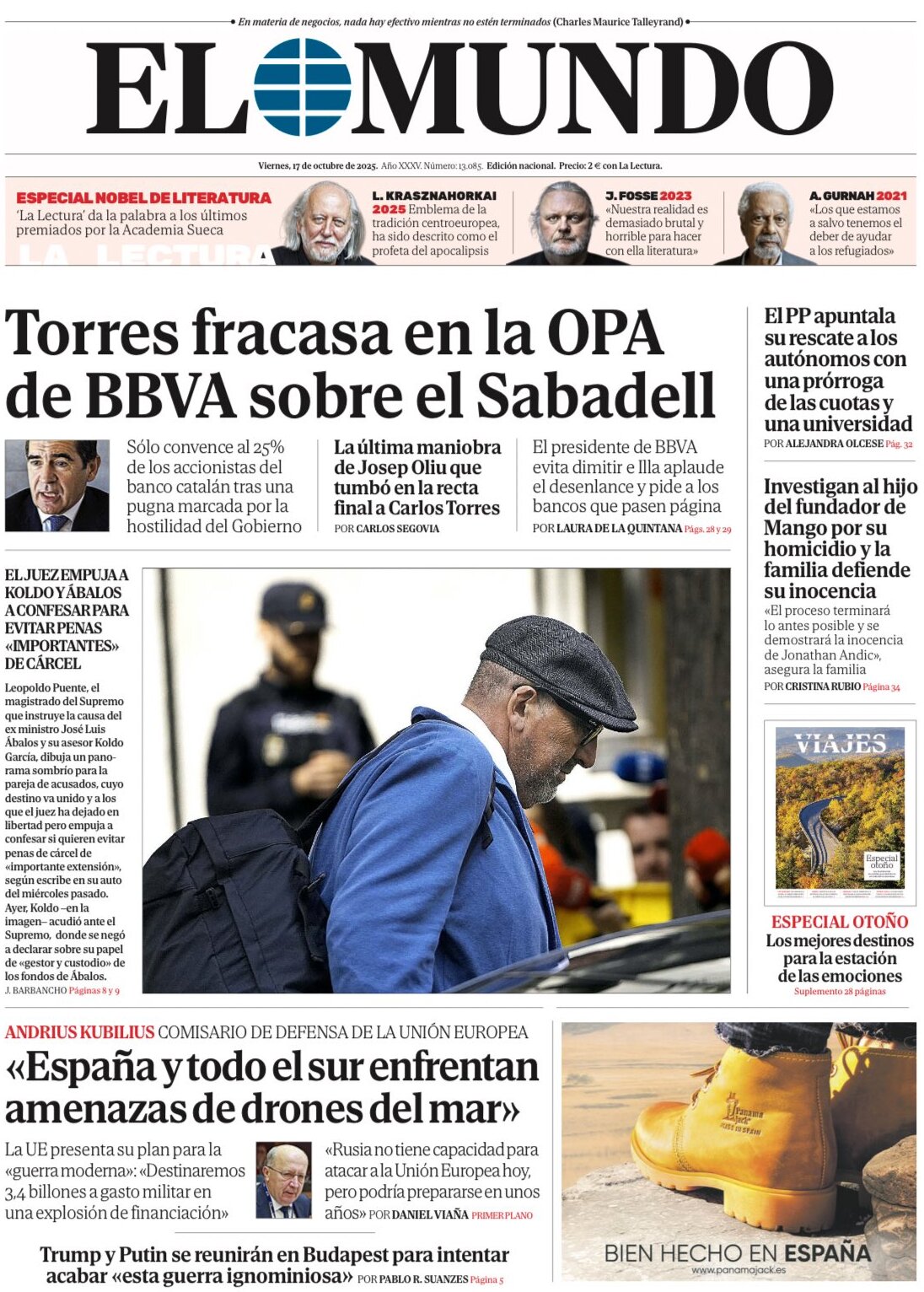 Prima Pagina El Mundo 17/10/2025
