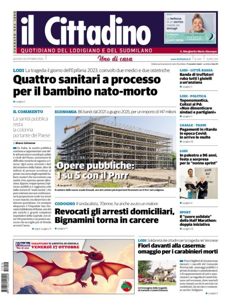 Prima Pagina Il Cittadino di Lodi 16/10/2025