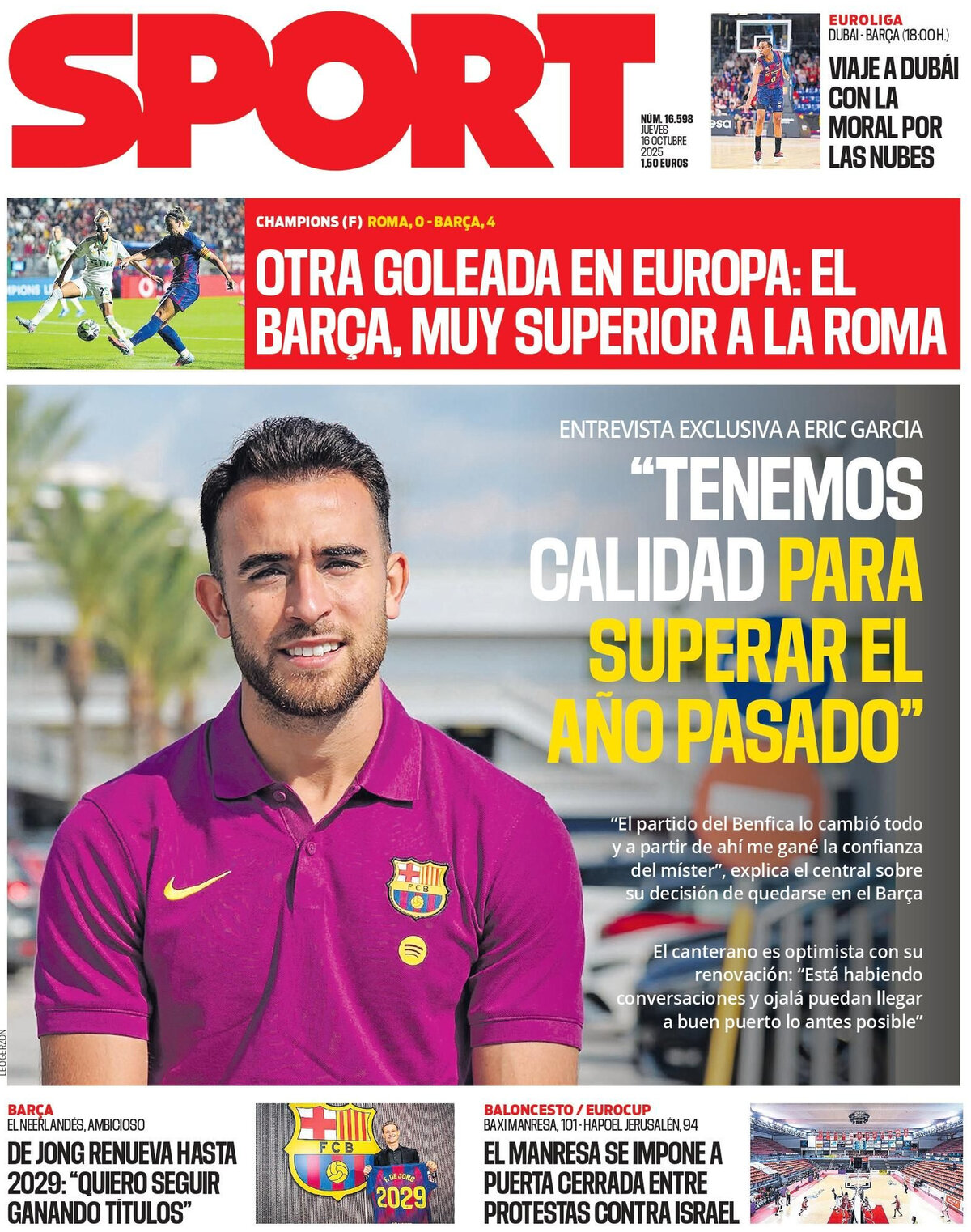 Prima Pagina SPORT (Barcelona) 16/10/2025