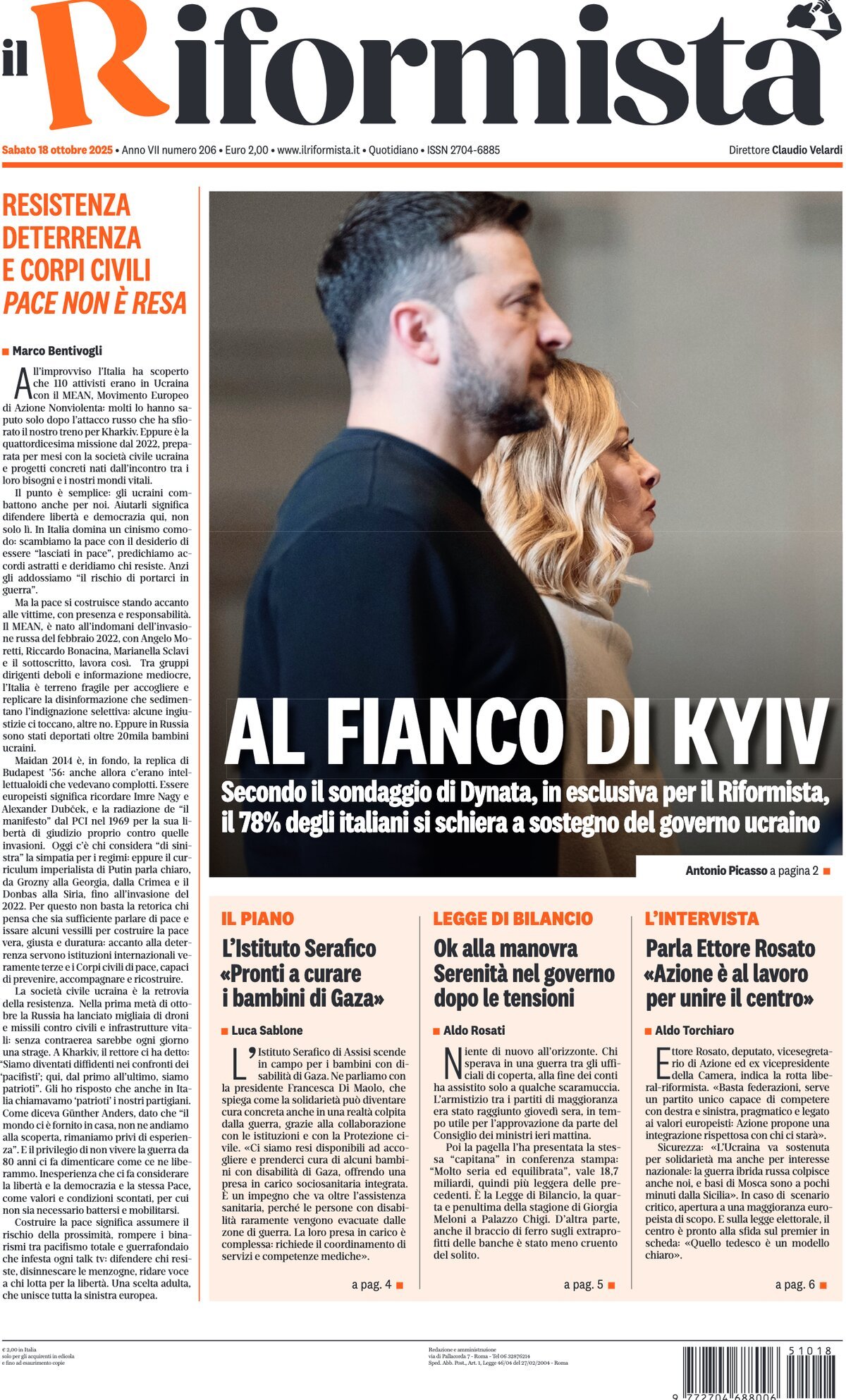 Prima Pagina Il Riformista 19/10/2025