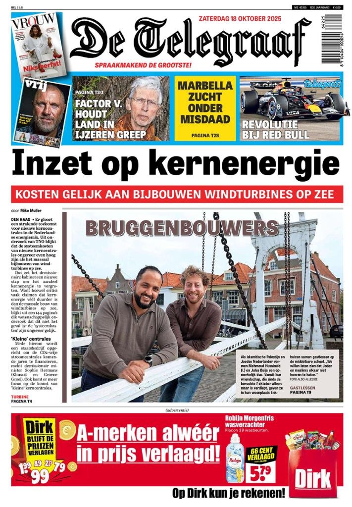 Prima Pagina De Telegraaf 18/10/2025