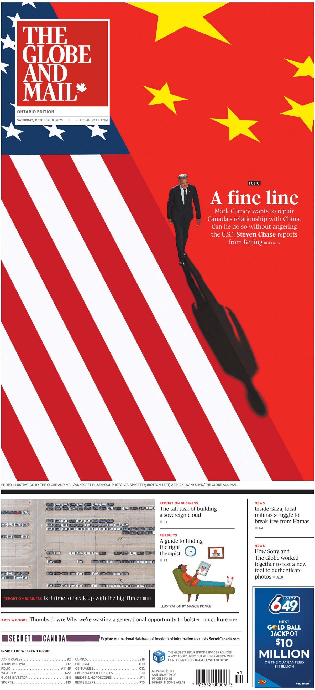 Prima Pagina The Globe and Mail 18/10/2025