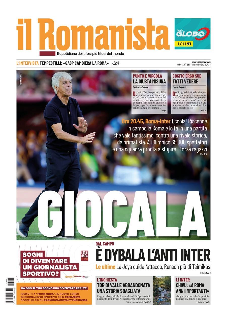 Prima Pagina Il Romanista 19/10/2025