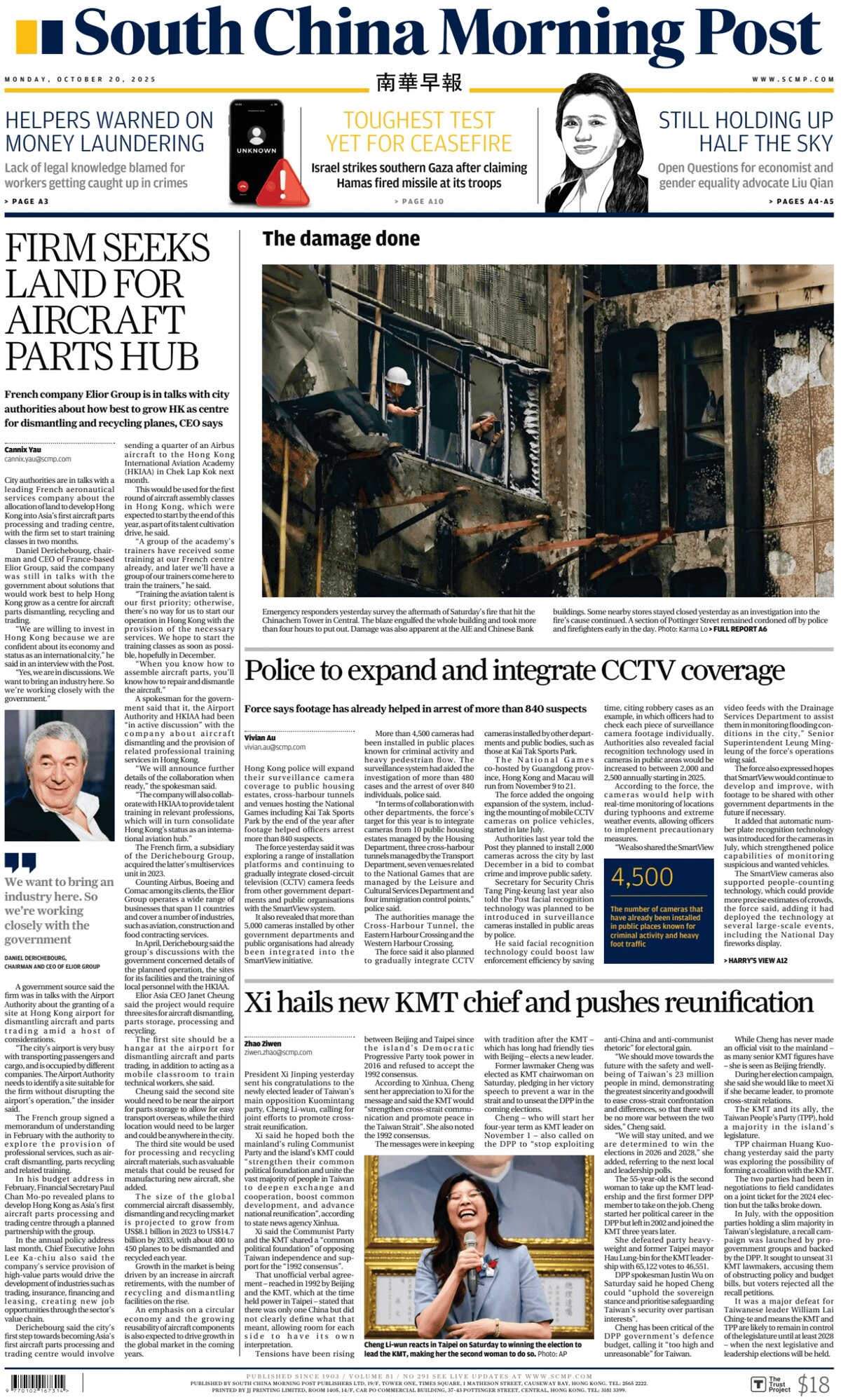 Prima Pagina South China Morning Post 20/10/2025