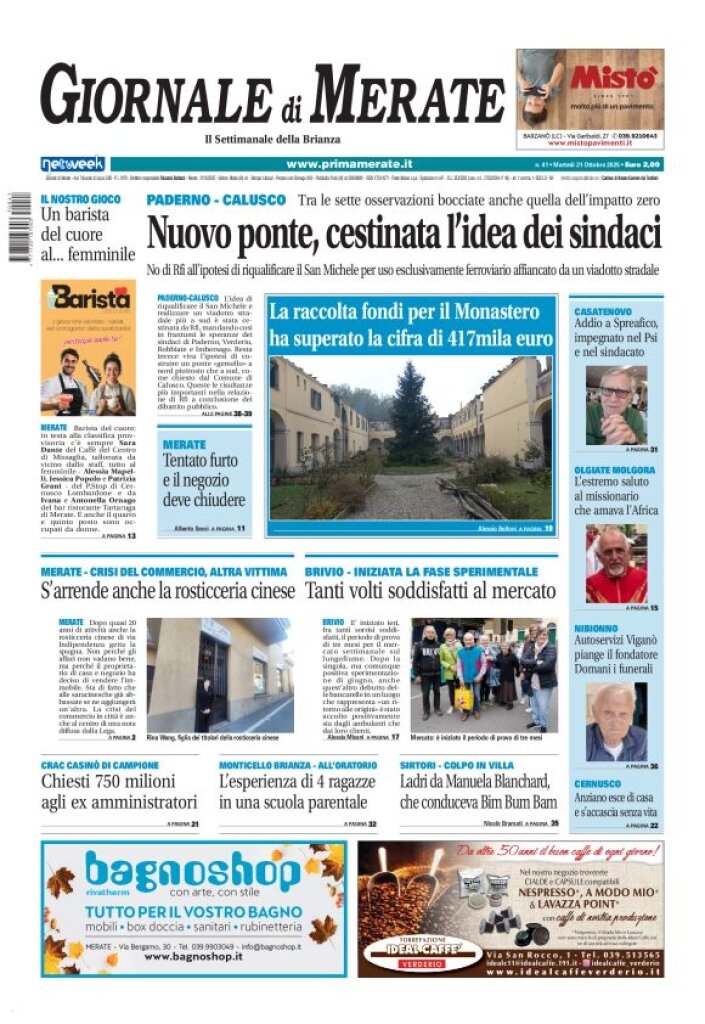Copertina Giornale di Merate 21/10/2025