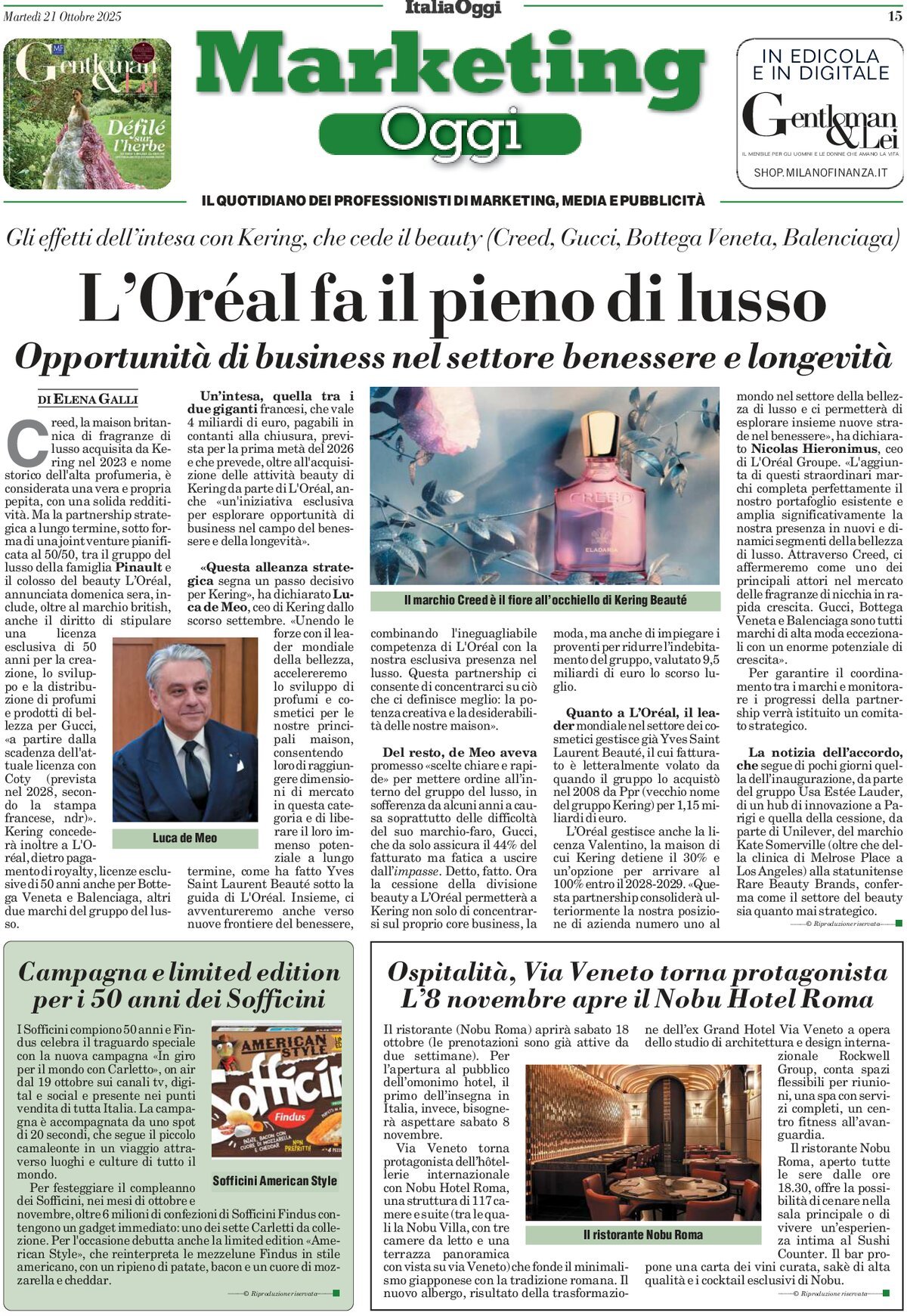 Prima Pagina Marketing Oggi 21/10/2025