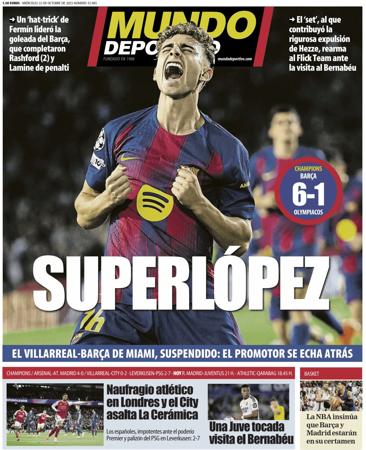 Prima Pagina Mundo Deportivo 22/10/2025