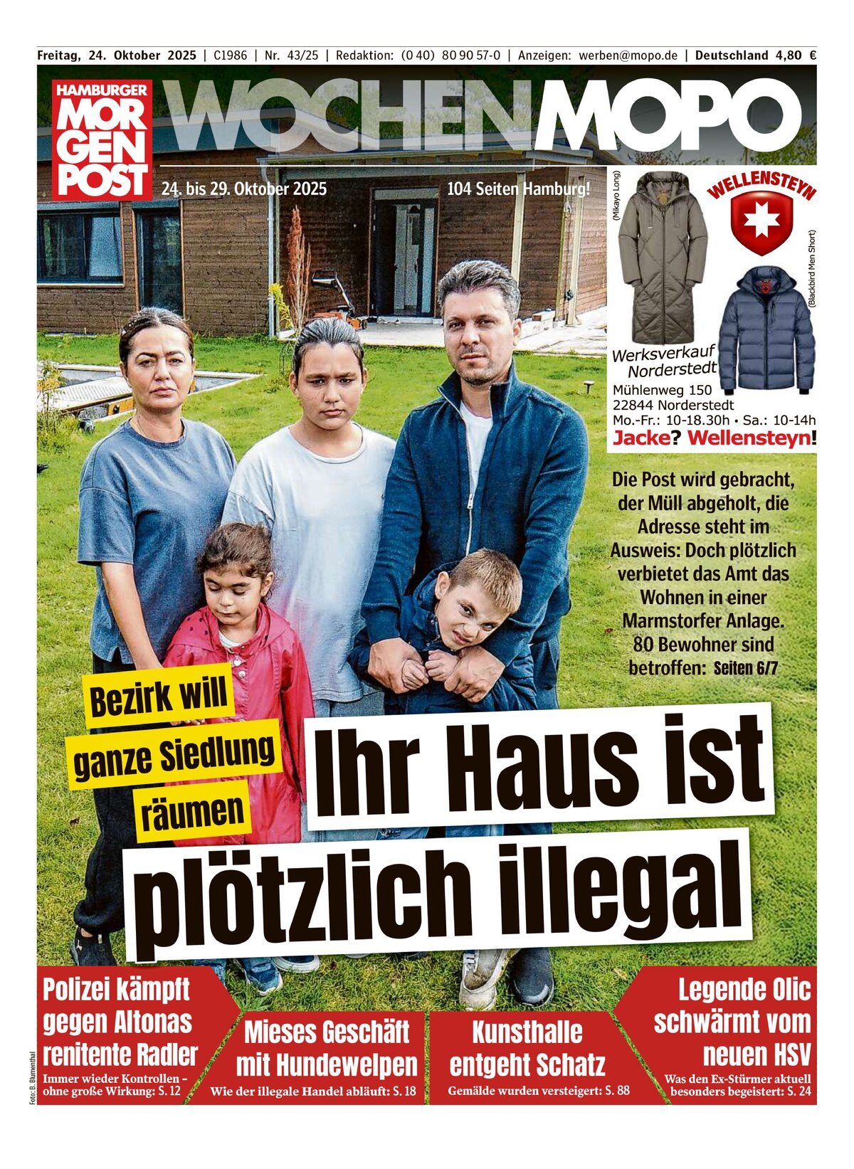 Copertina Hamburger Morgenpost 24/10/2025