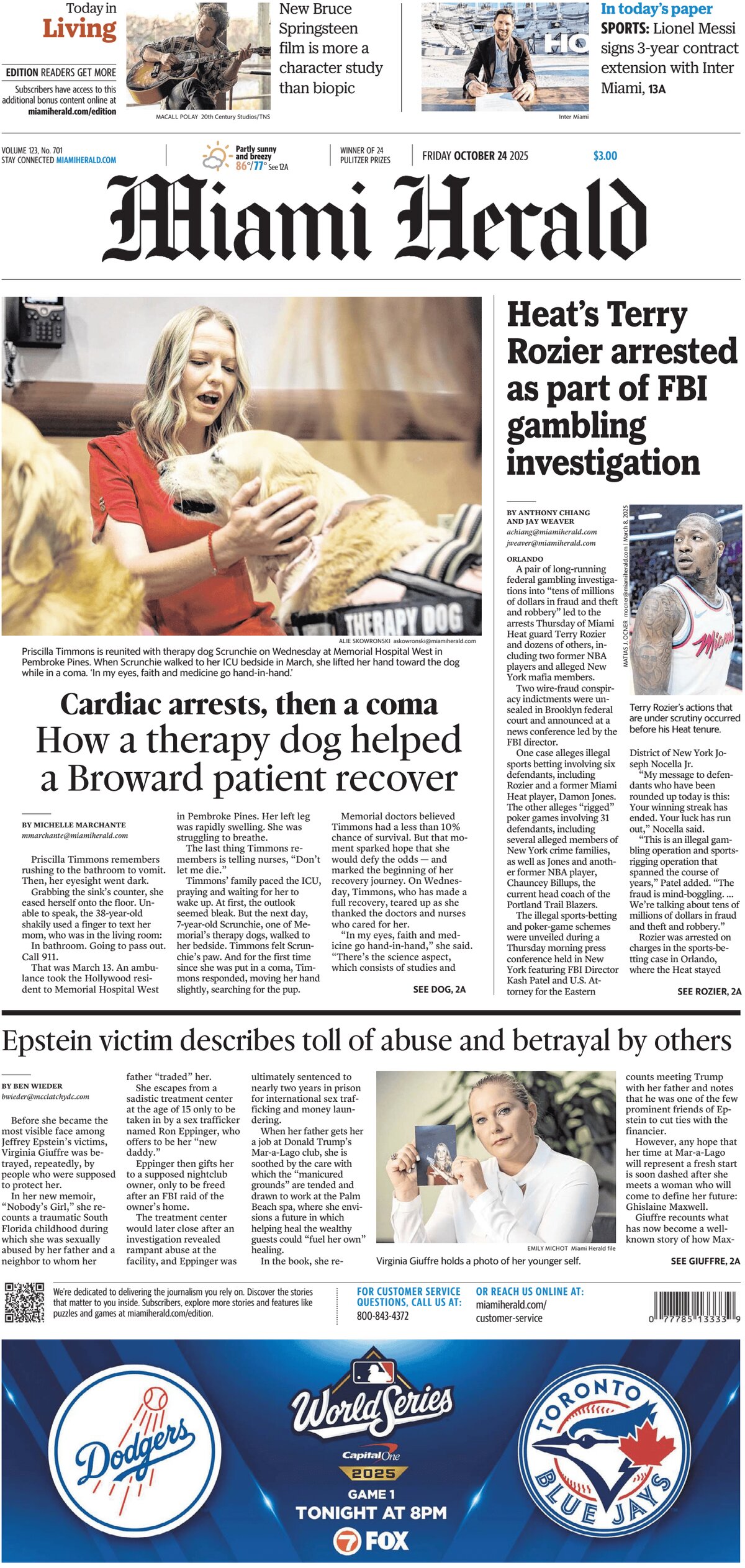 Prima Pagina Miami Herald 24/10/2025