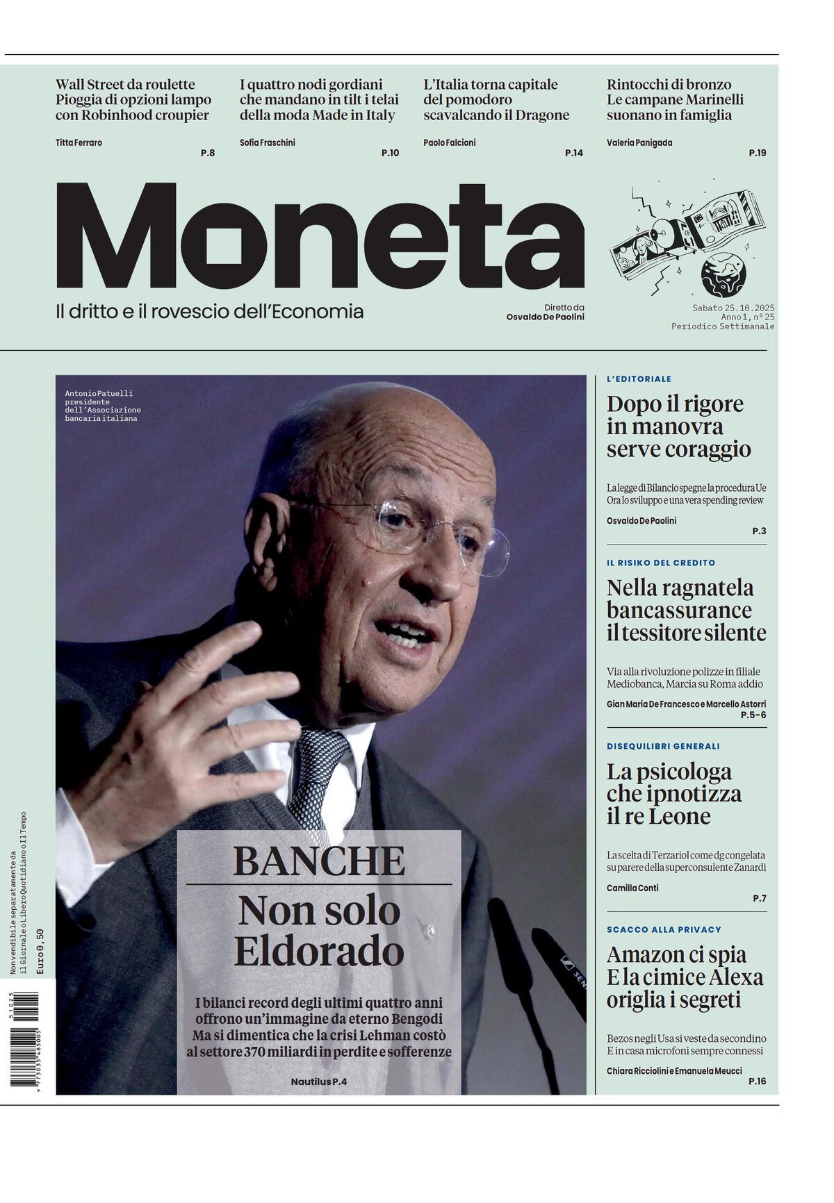 Copertina Moneta (Il Giornale) 25/10/2025