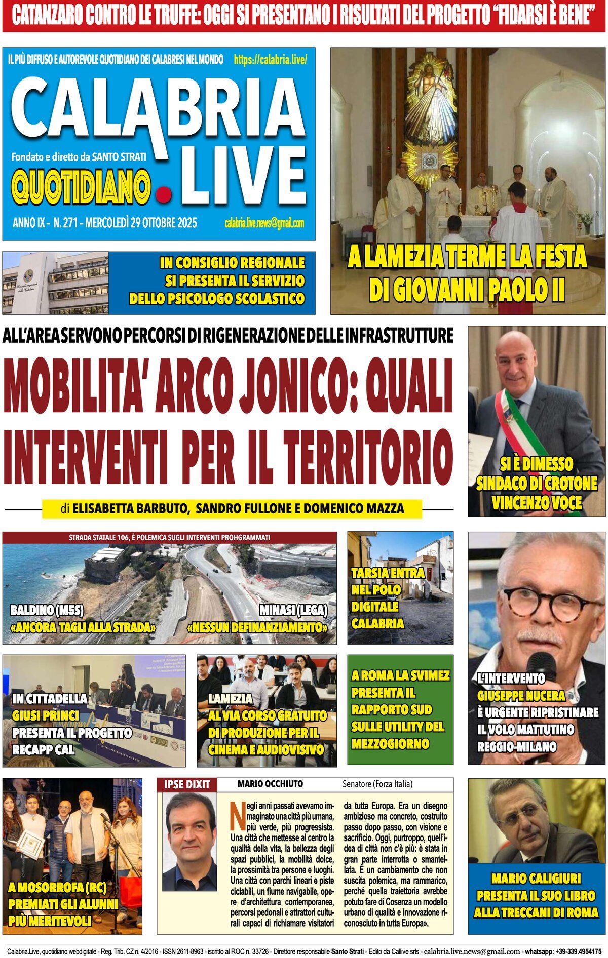 Prima Pagina Calabria Live 29/10/2025