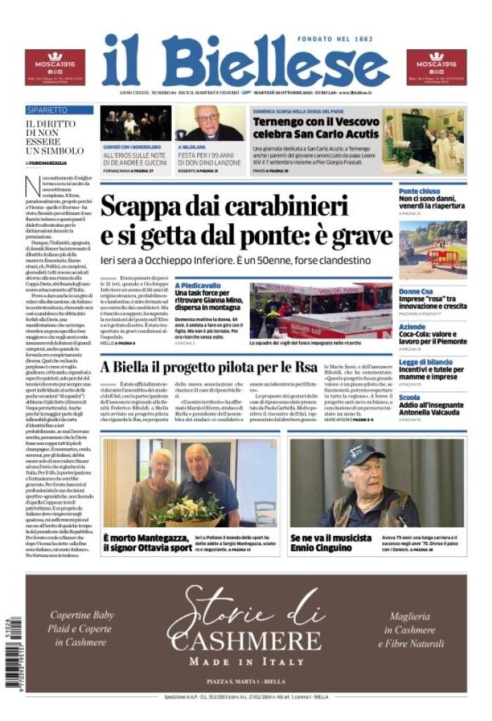 Copertina Il Biellese 28/10/2025