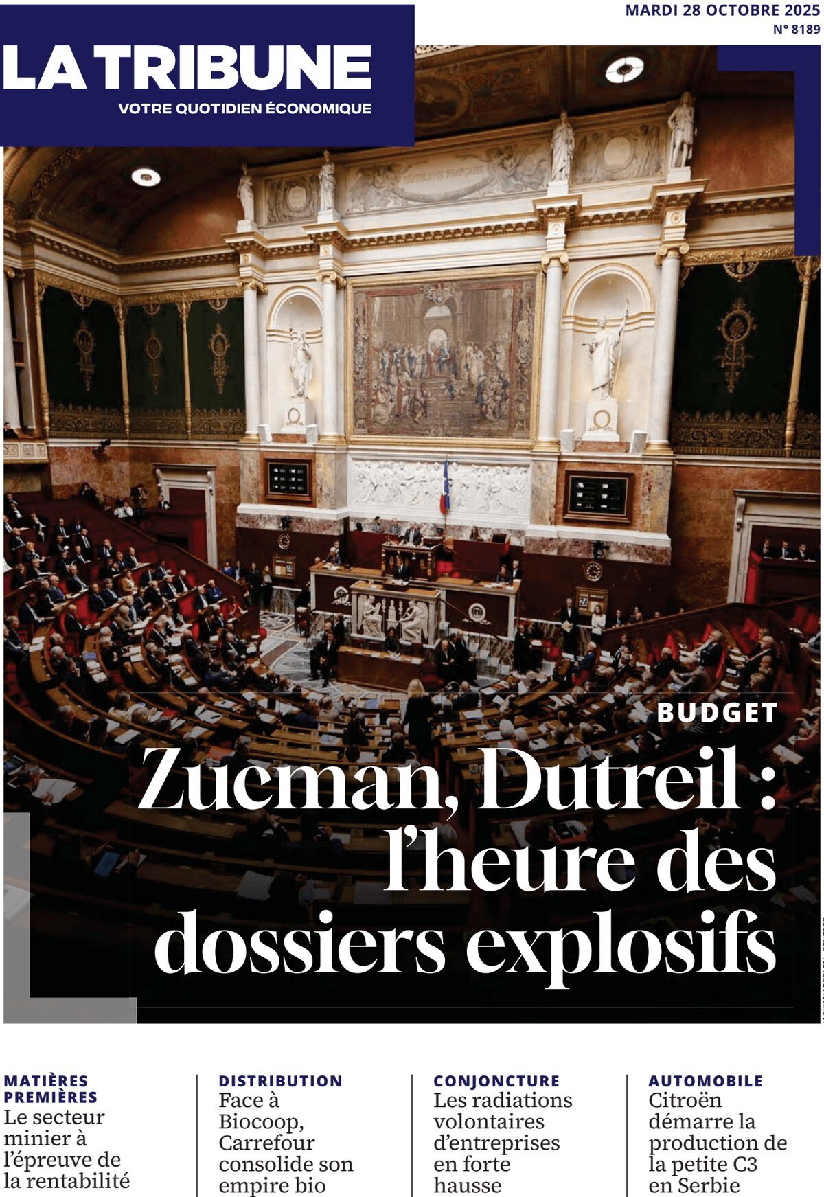 Prima Pagina La Tribune 28/10/2025