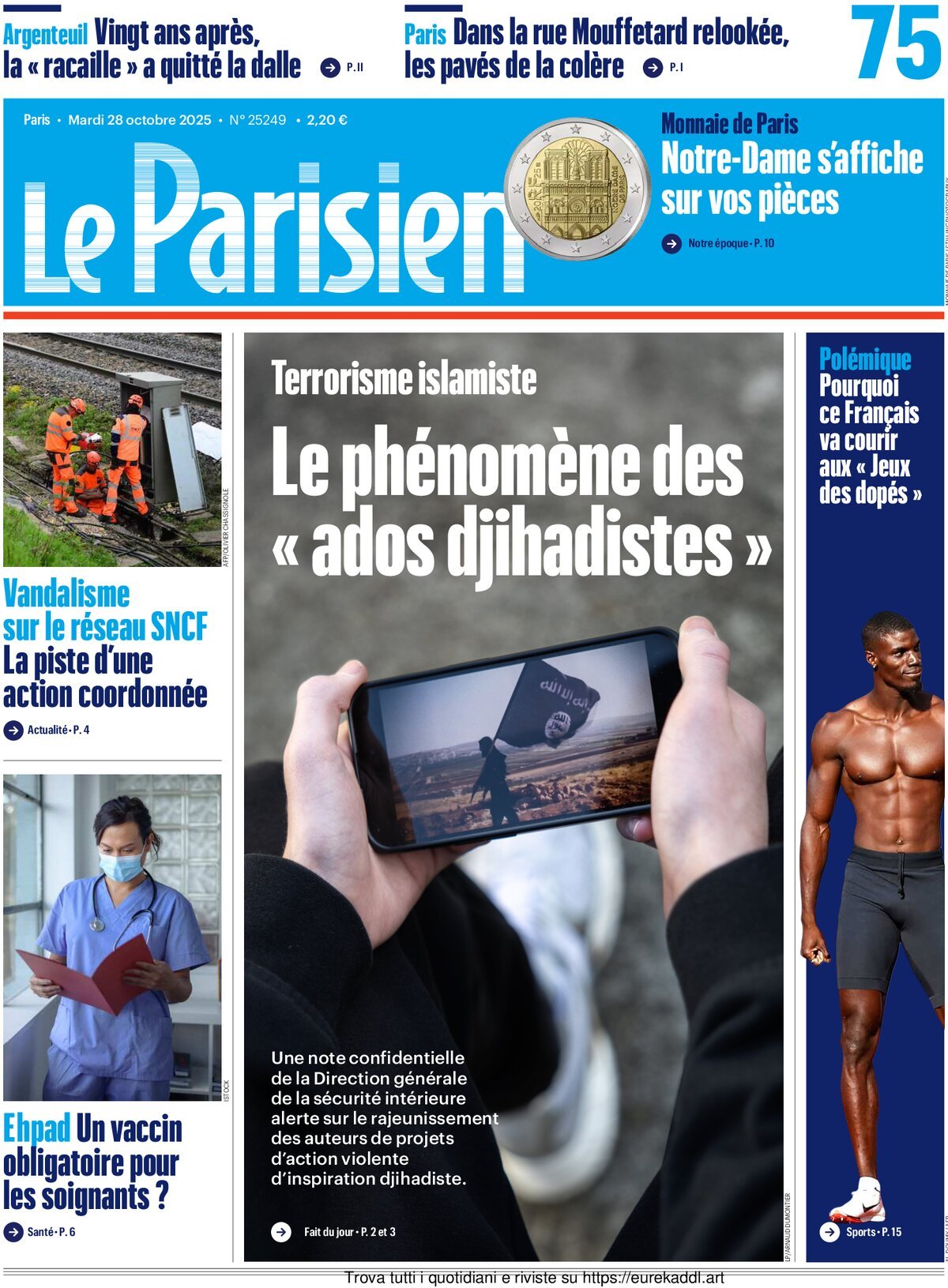 Prima Pagina Le Parisien 28/10/2025