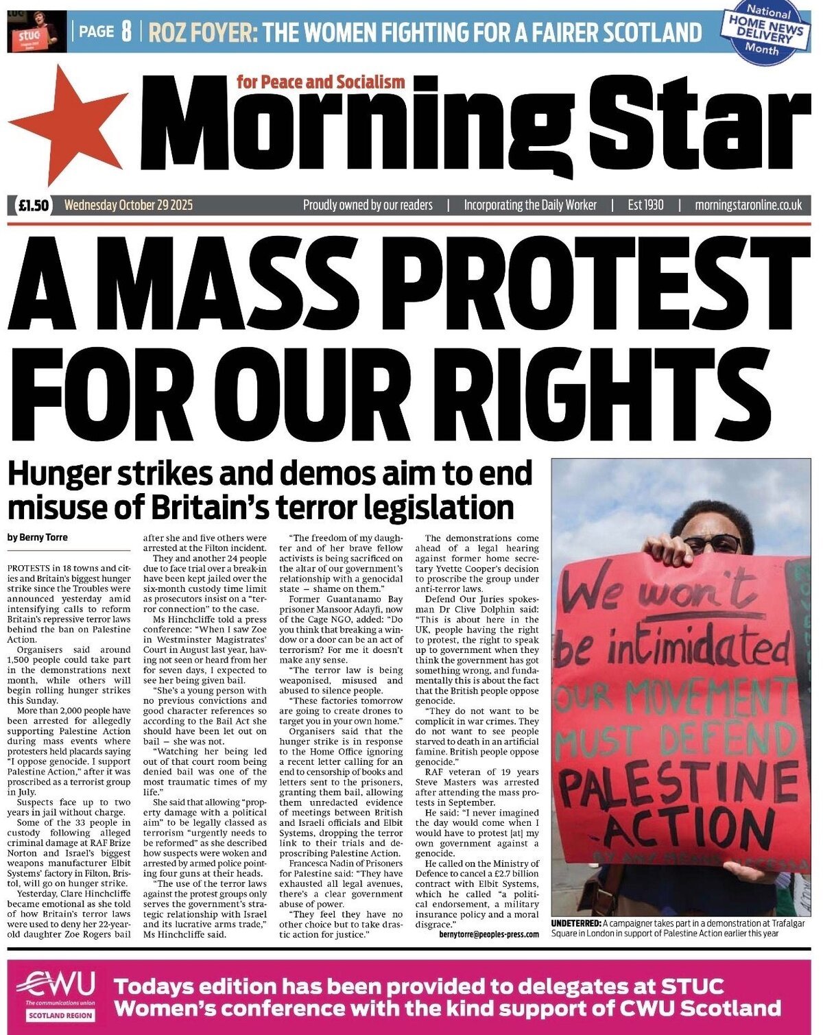 Prima Pagina Morning Star 29/10/2025