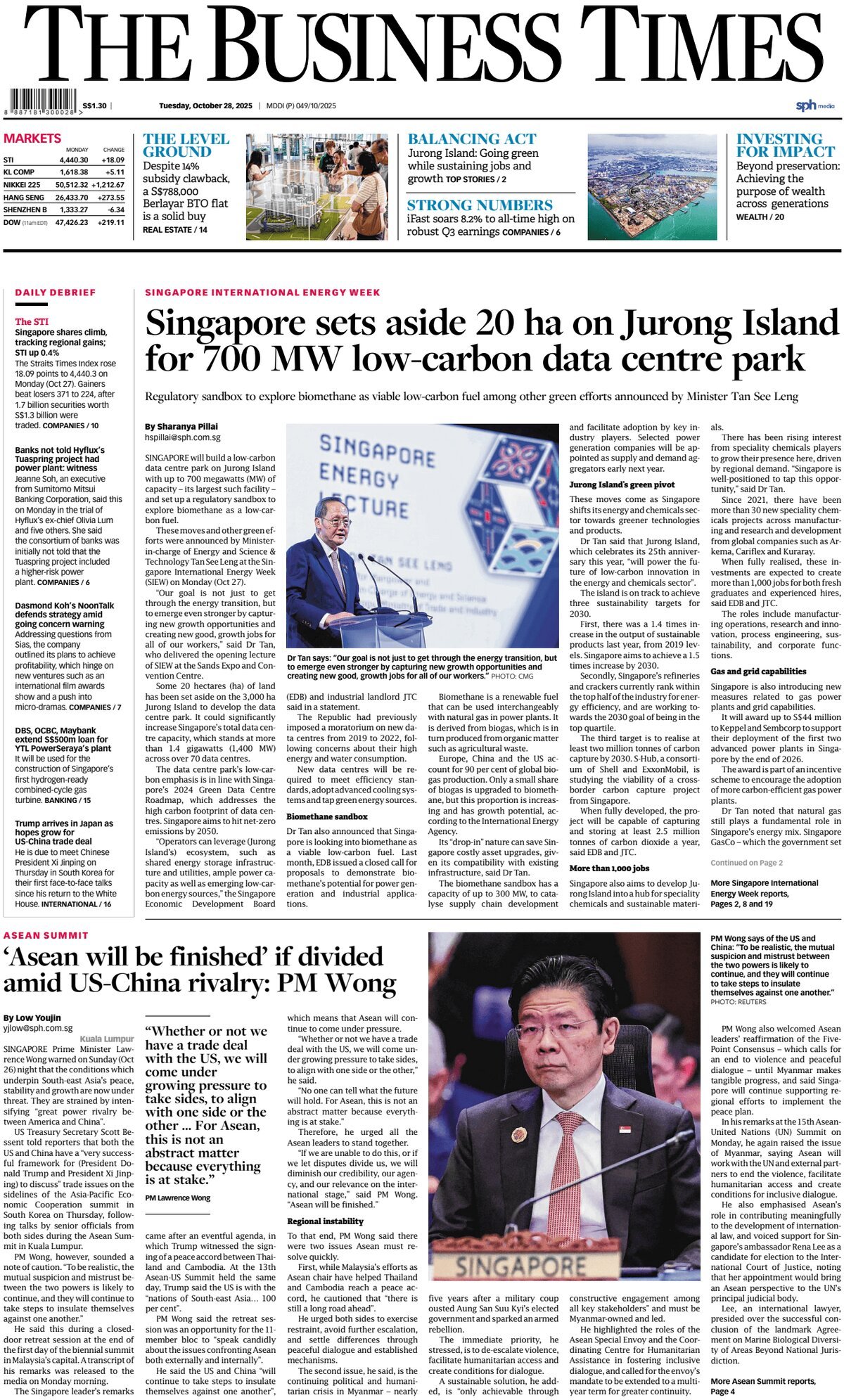 Prima Pagina The Business Times (Singapore) 28/10/2025