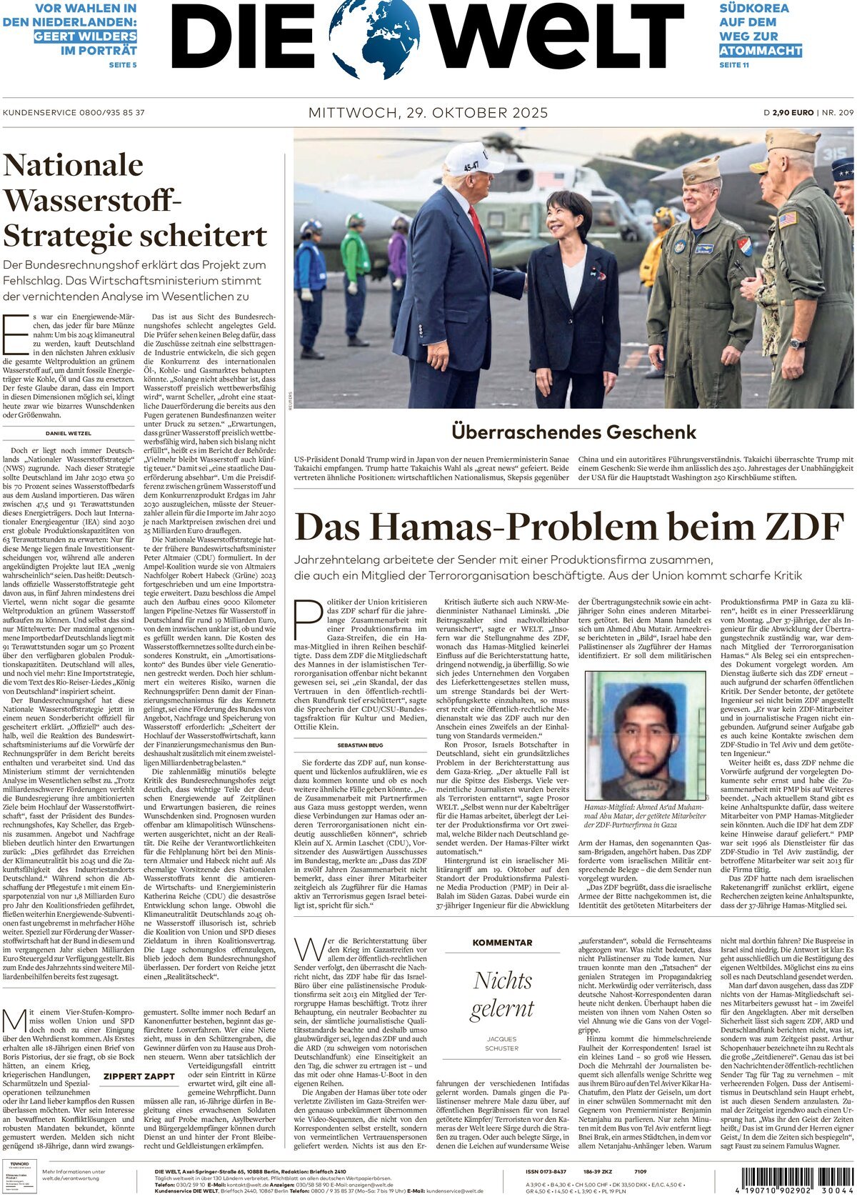 Prima Pagina Die Welt 29/10/2025