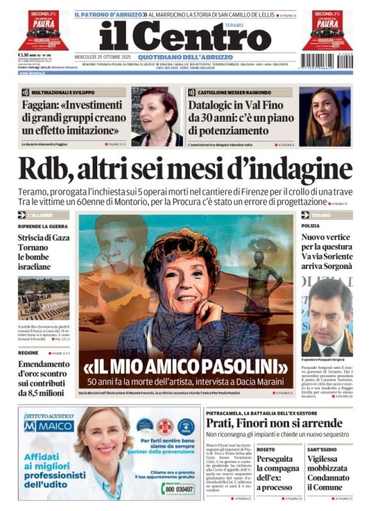Prima Pagina Il Centro (Teramo) 29/10/2025