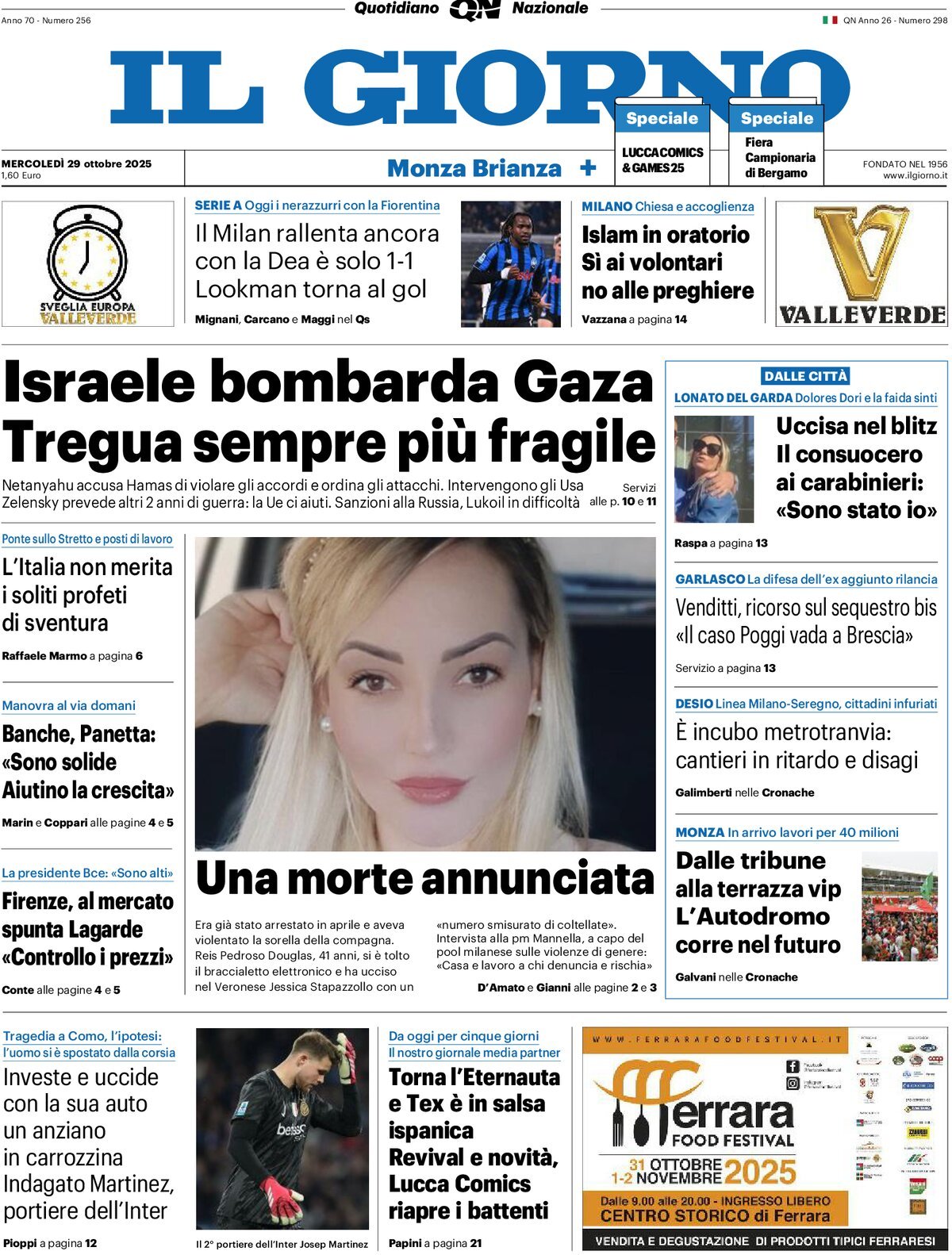 Prima Pagina Il Giorno (Monza Brianza) 29/10/2025