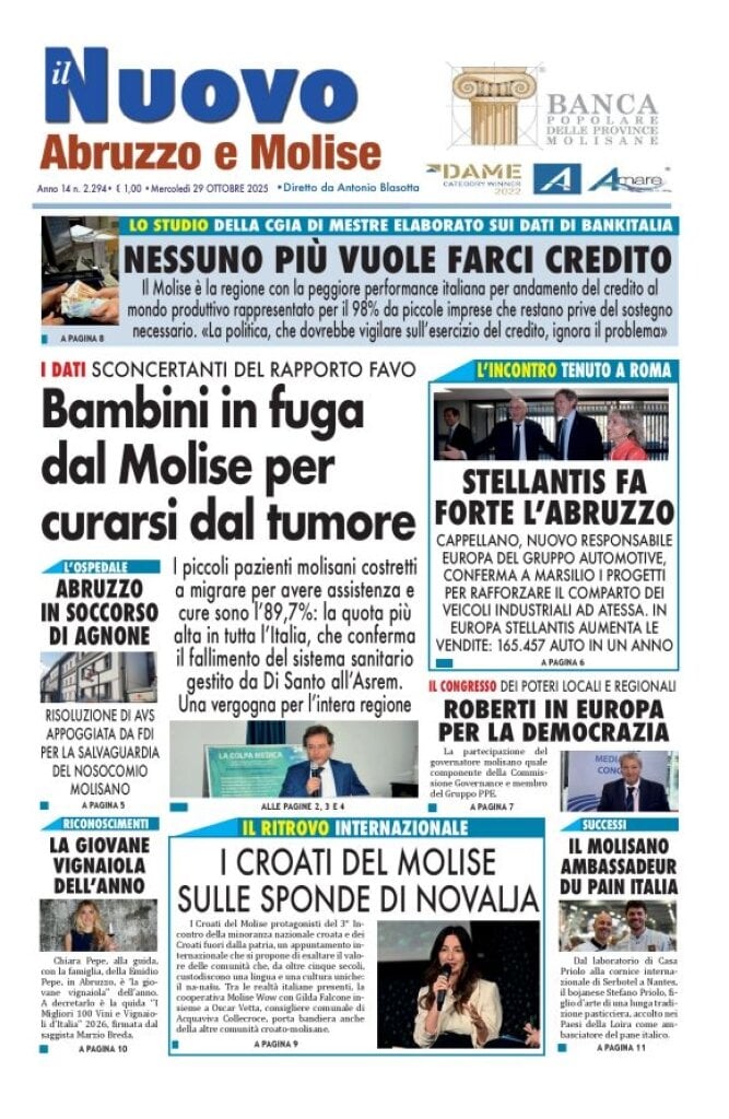 Prima Pagina Il Nuovo Abruzzo e Molise 29/10/2025