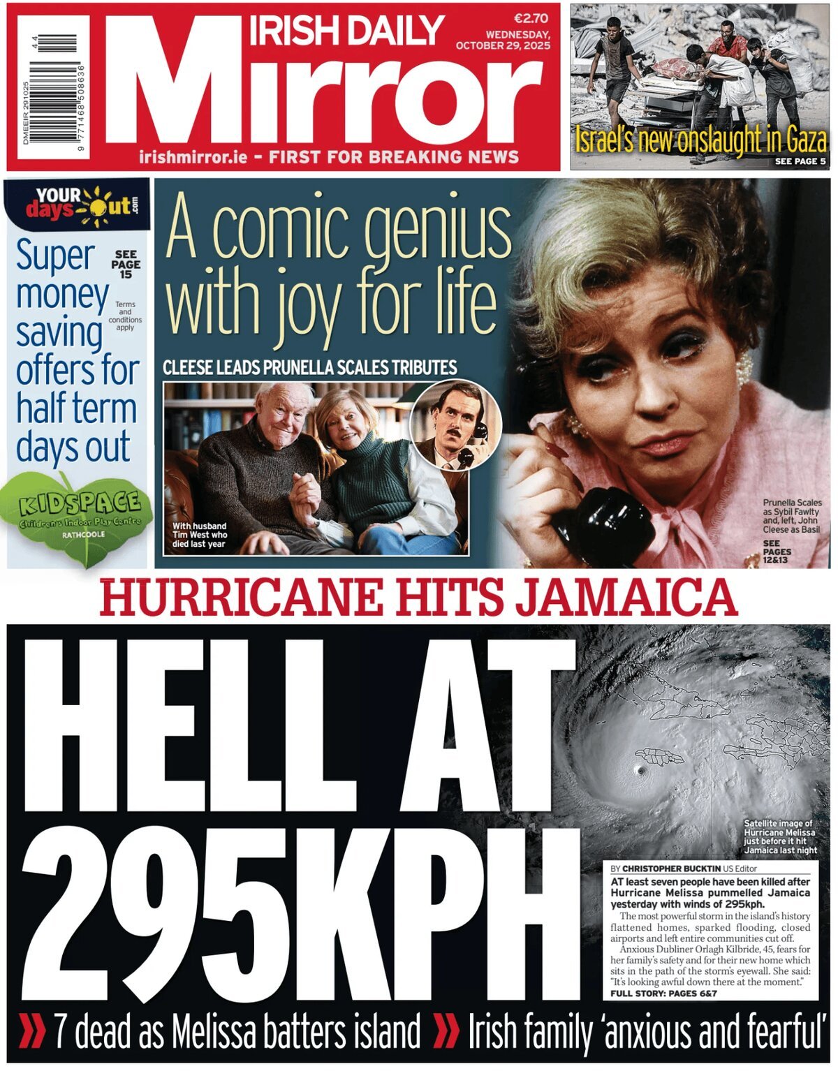Prima Pagina Irish Daily Mirror 29/10/2025