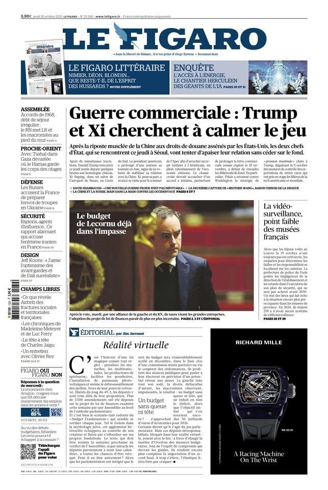 Prima Pagina Le Figaro 30/10/2025