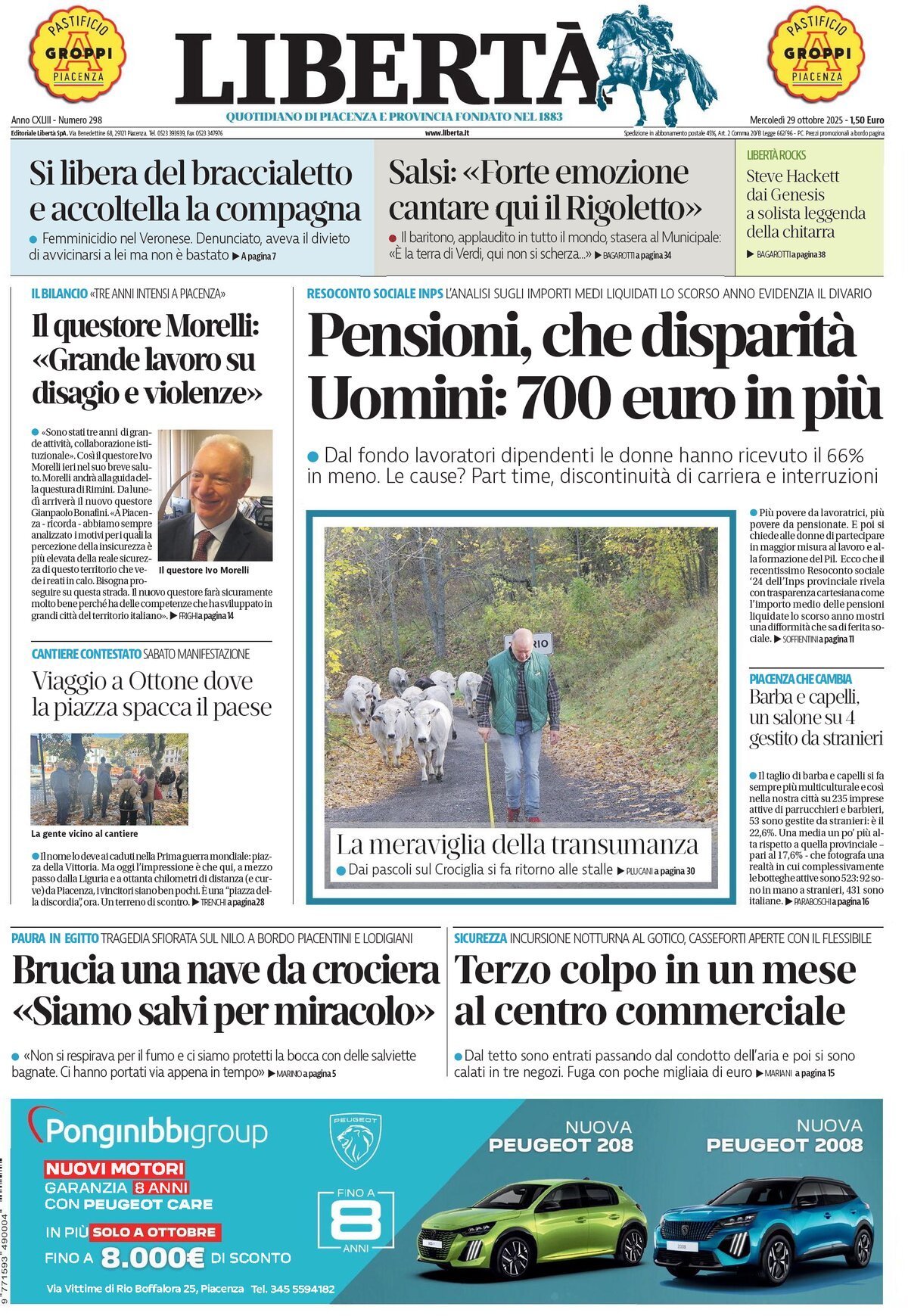 Prima Pagina Libertà (Piacenza) 29/10/2025